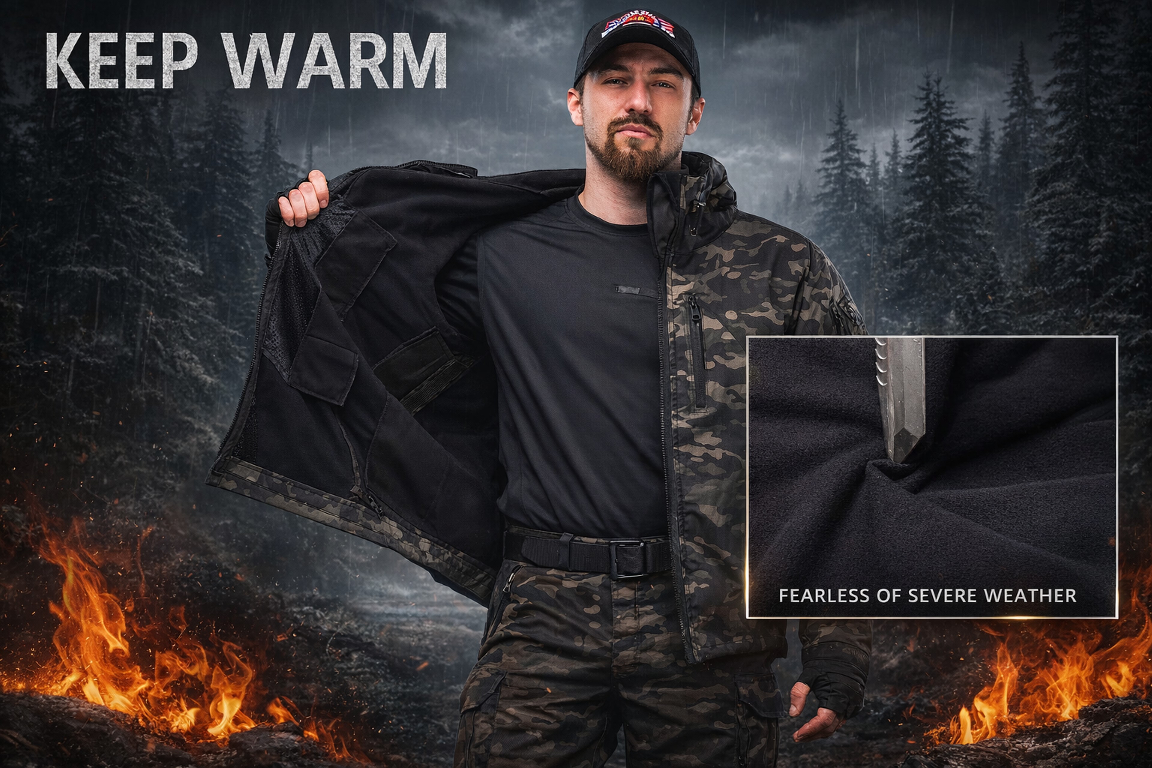 Winter Waterproof Tactical Jacket and Pants Set for Men with Fleece Lining and Outdoor Soft Shell – view 12
