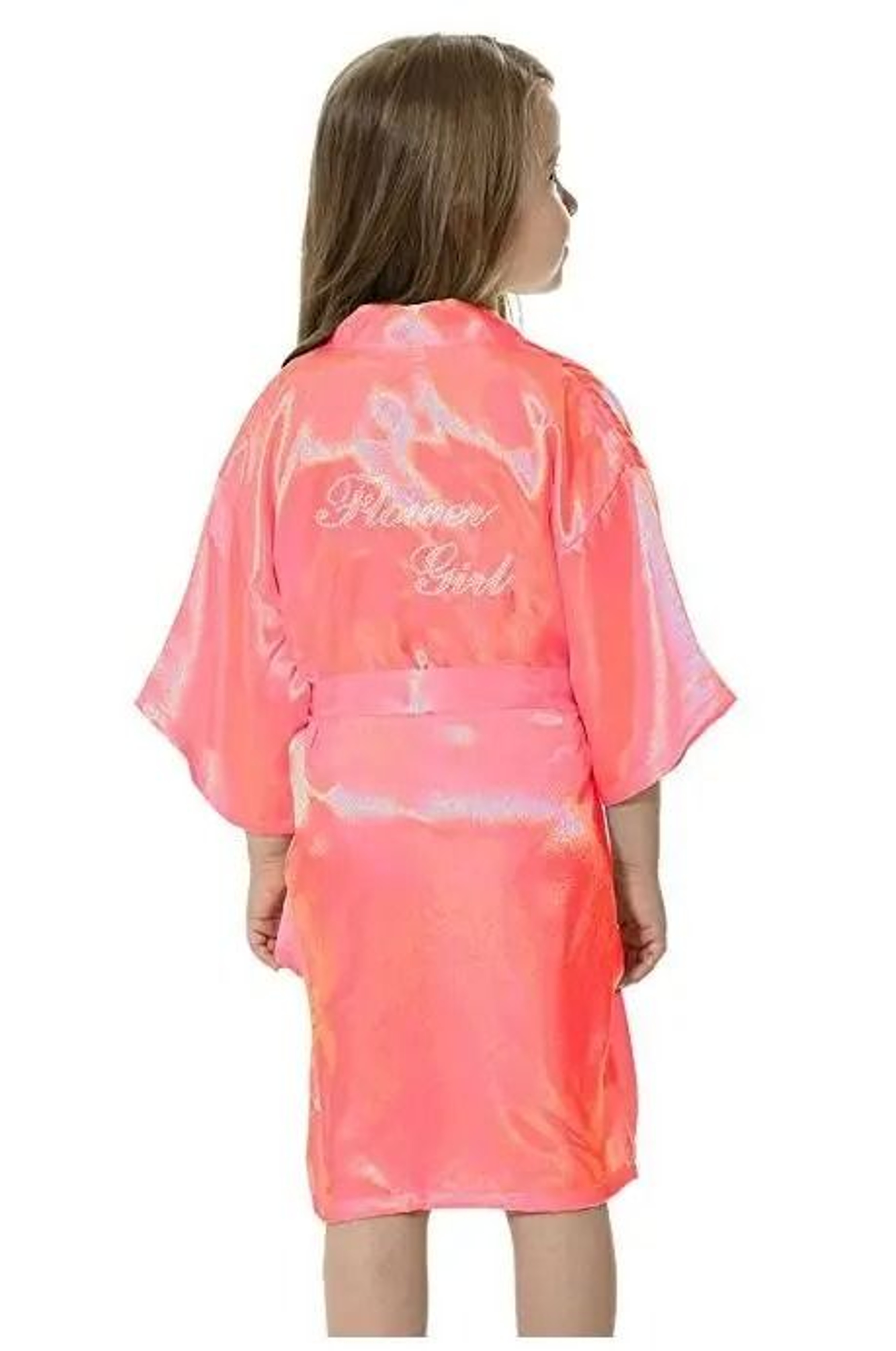 Fashion Kid Flower Girl Satin Robe  Solid SilkStyle Yukata For Weddings Parties And Elegant Dressin 1