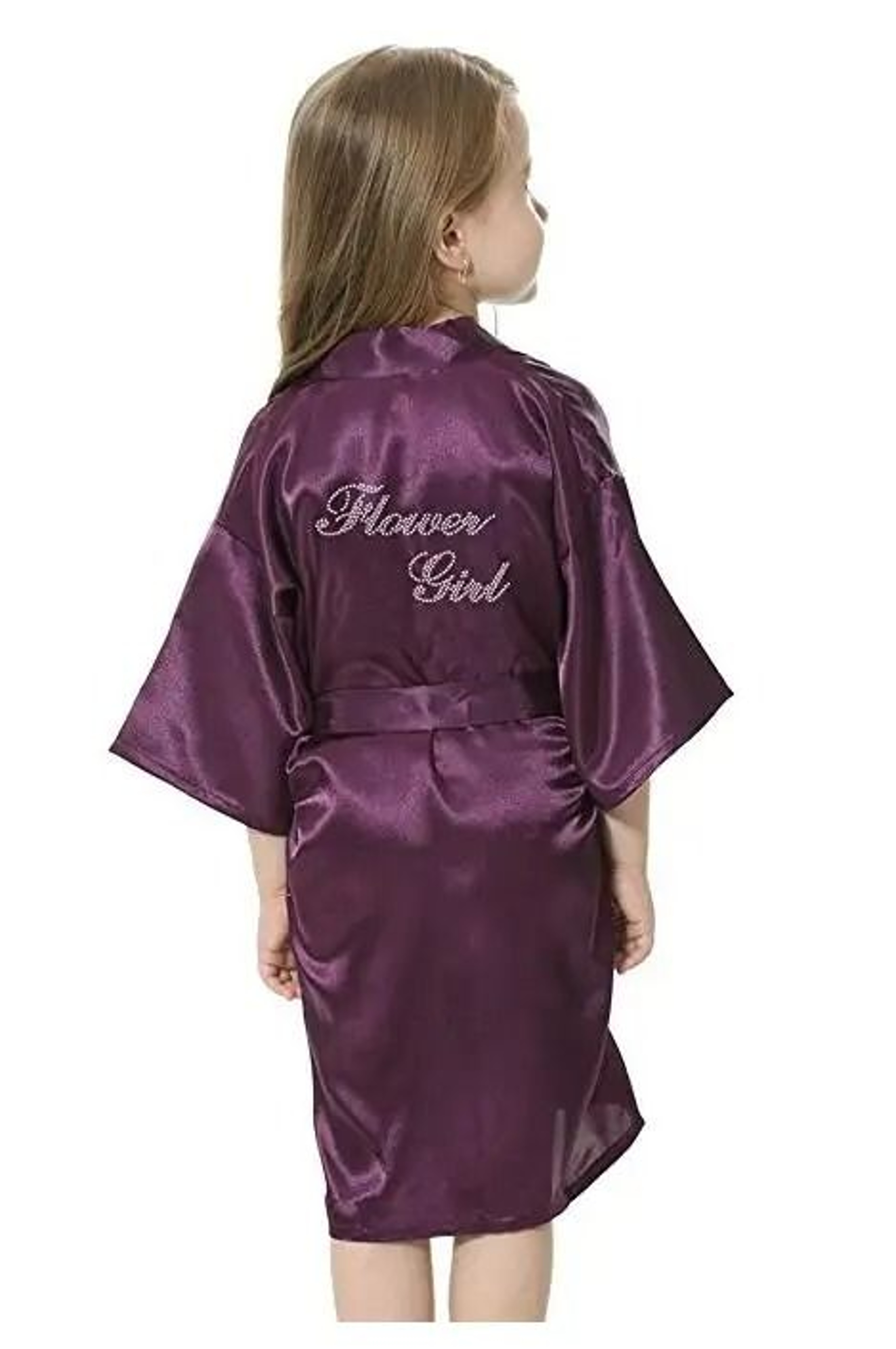 Fashion Kid Flower Girl Satin Robe  Solid SilkStyle Yukata For Weddings Parties And Elegant Dressin 2