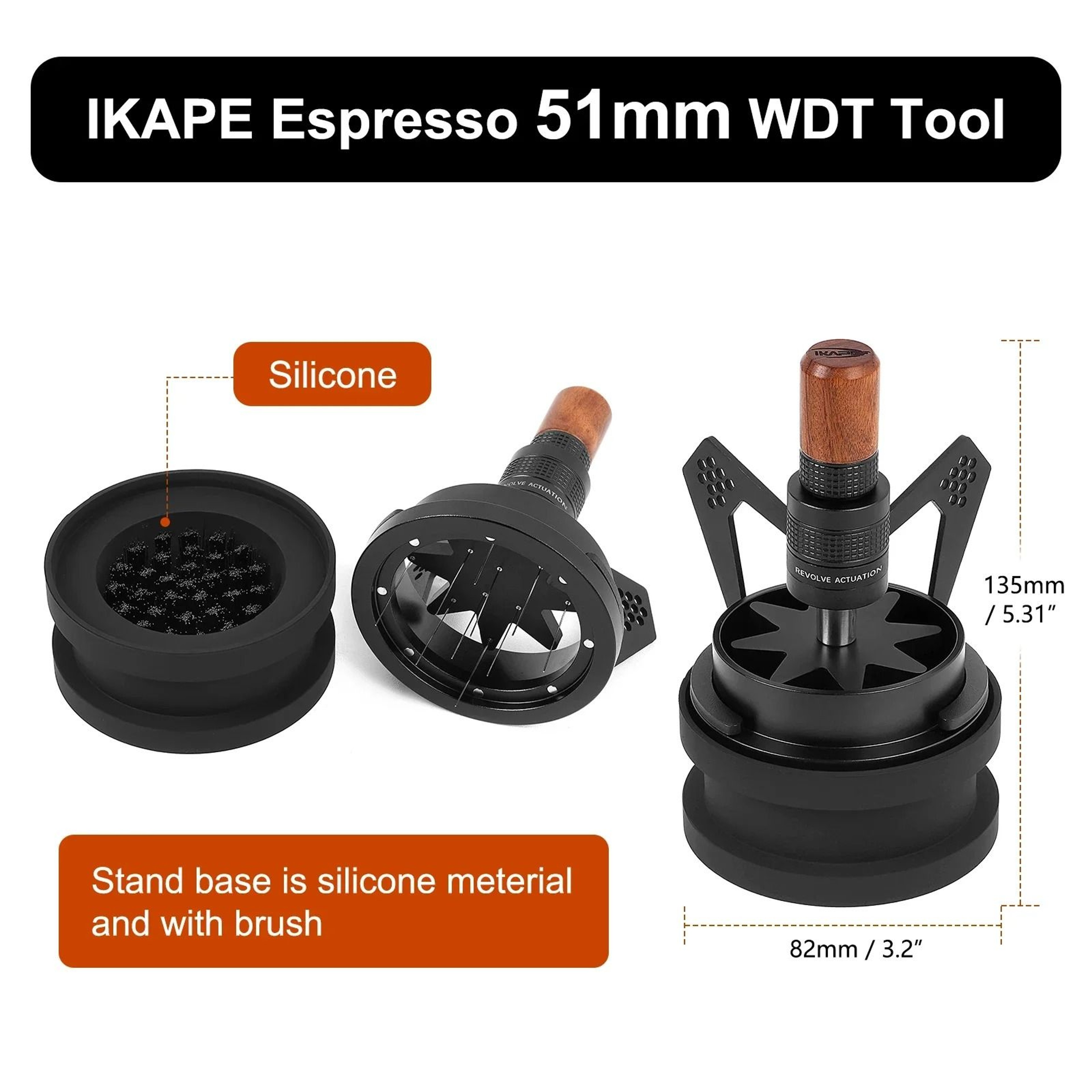 IKAPE Rotary WDT Tool  Professional Espresso Distribution Stirrer With 10 Needles  Brush Stand 5