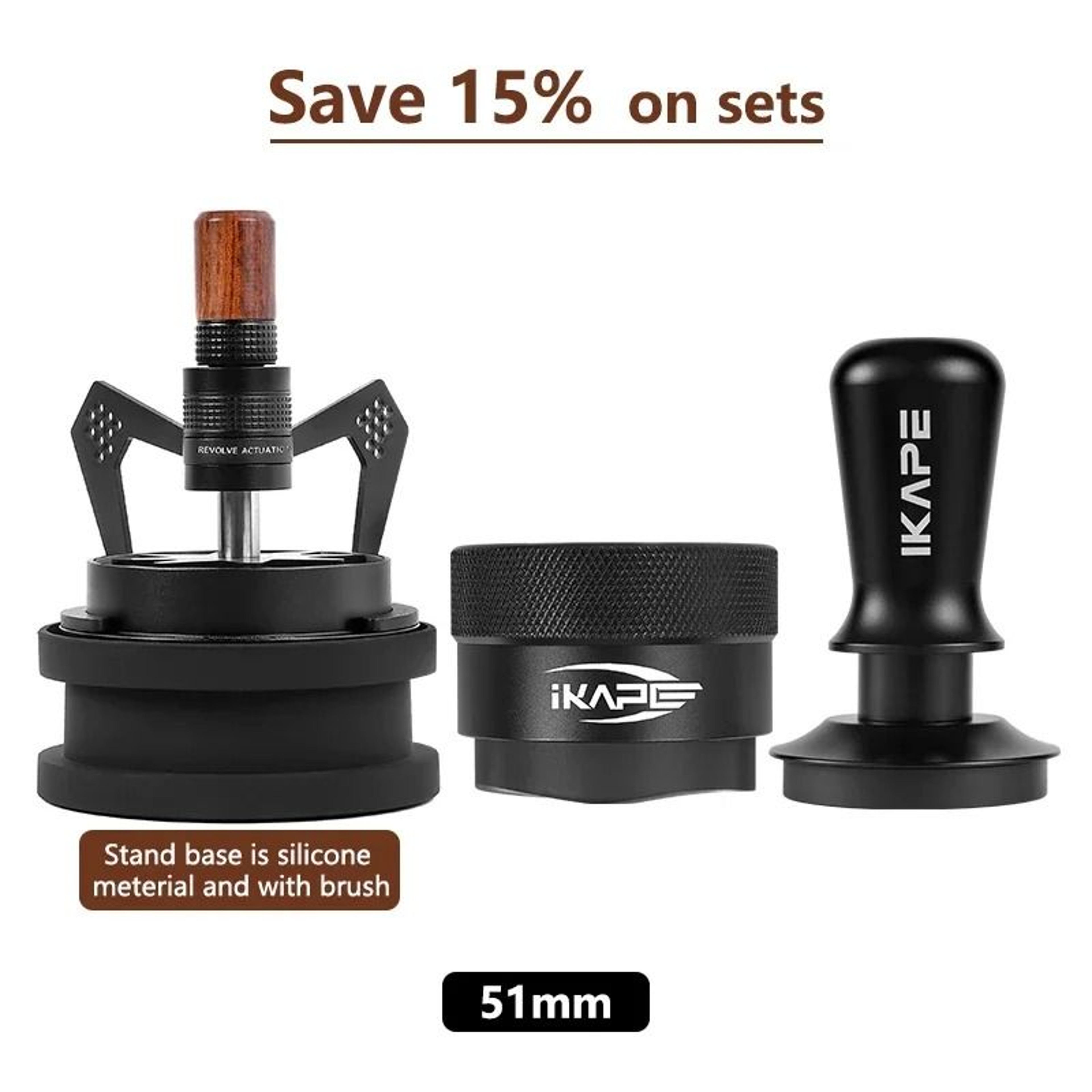 IKAPE Rotary WDT Tool  Professional Espresso Distribution Stirrer With 10 Needles  Brush Stand 8