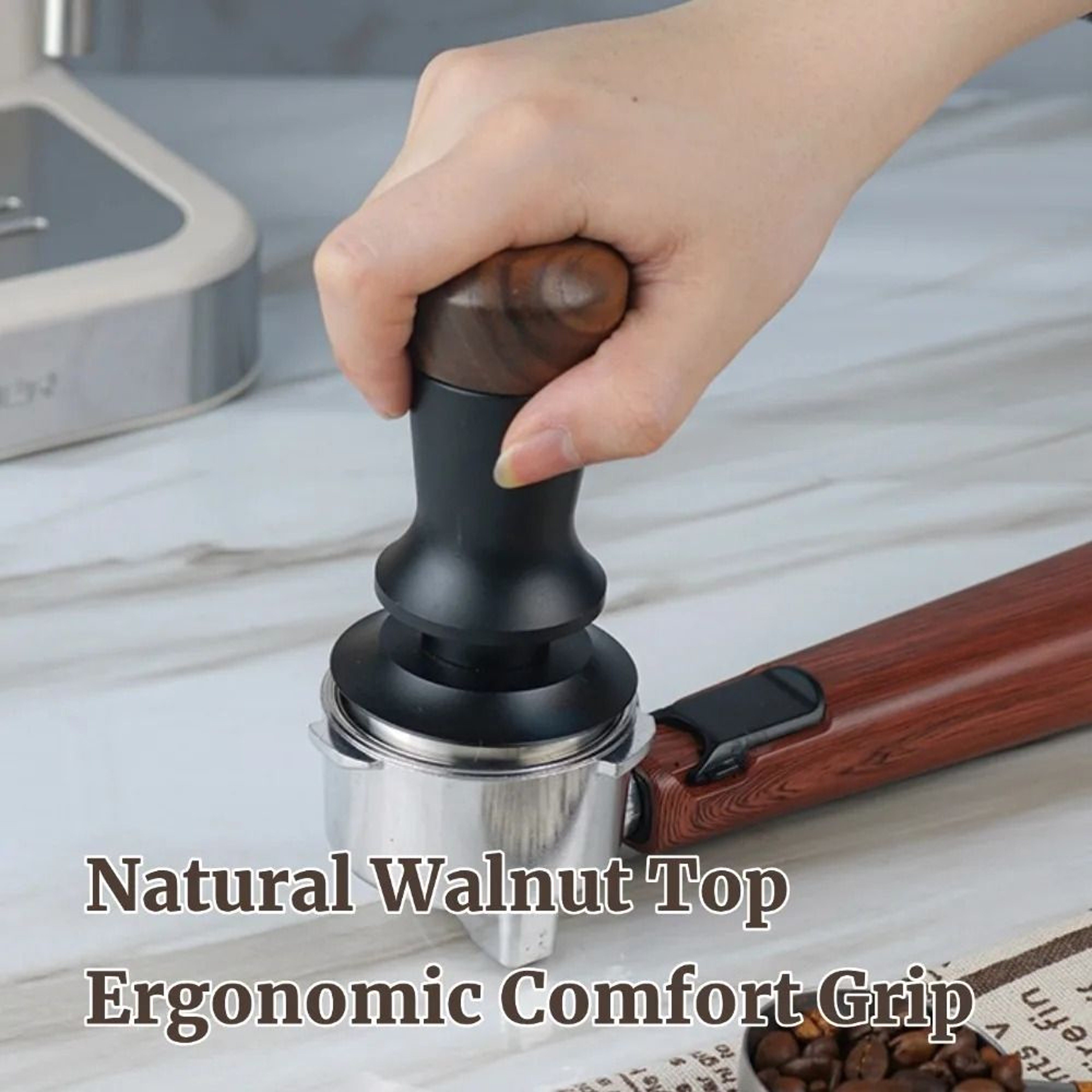Walnut Wood Coffee Tamper  Professional Espresso Tamper With Constant Pressure For Home  Cafe 2