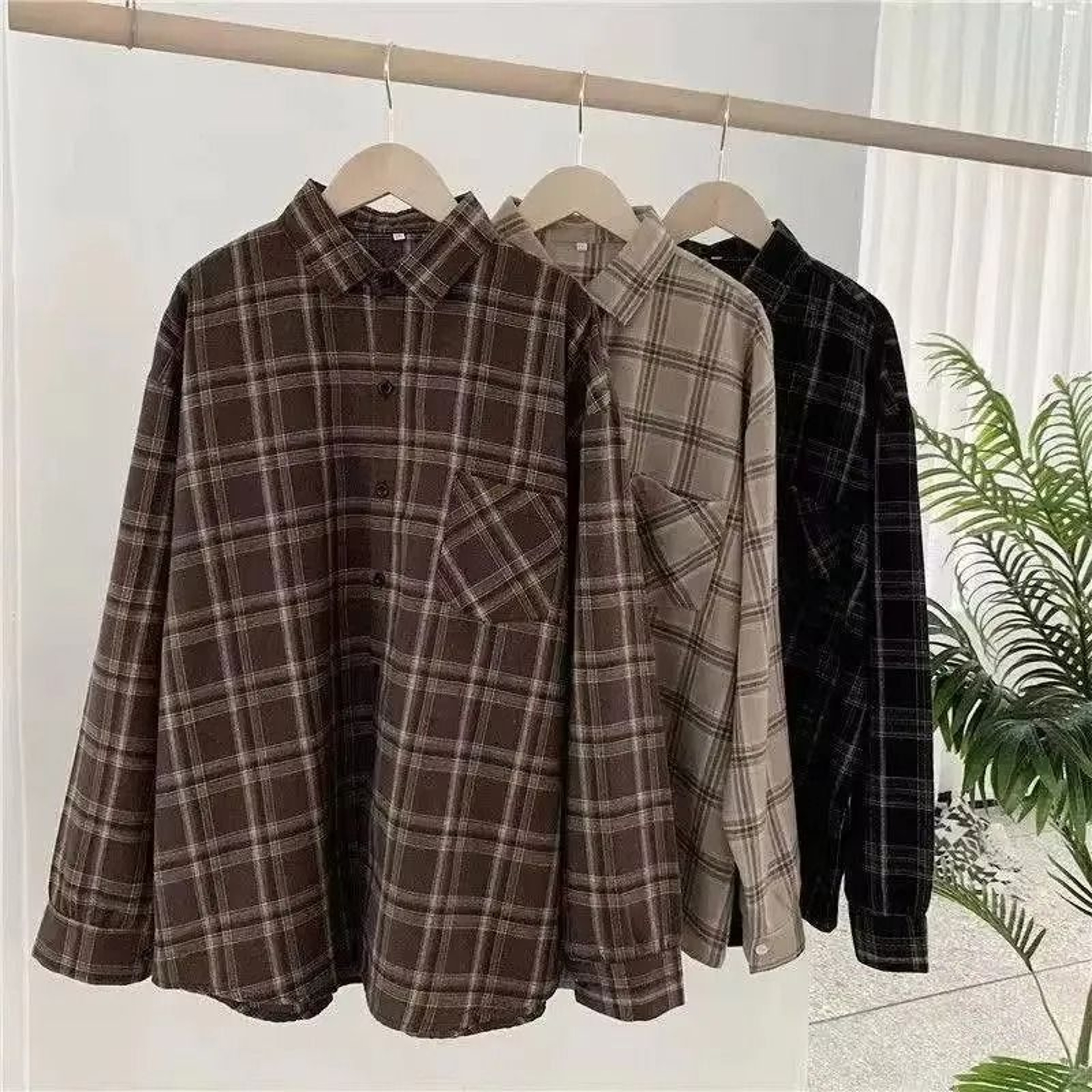 Retro AutumnWinter Plaid Shirt  Professional Korean Fashion LooseFit Versatile Long Sleeve Top 0