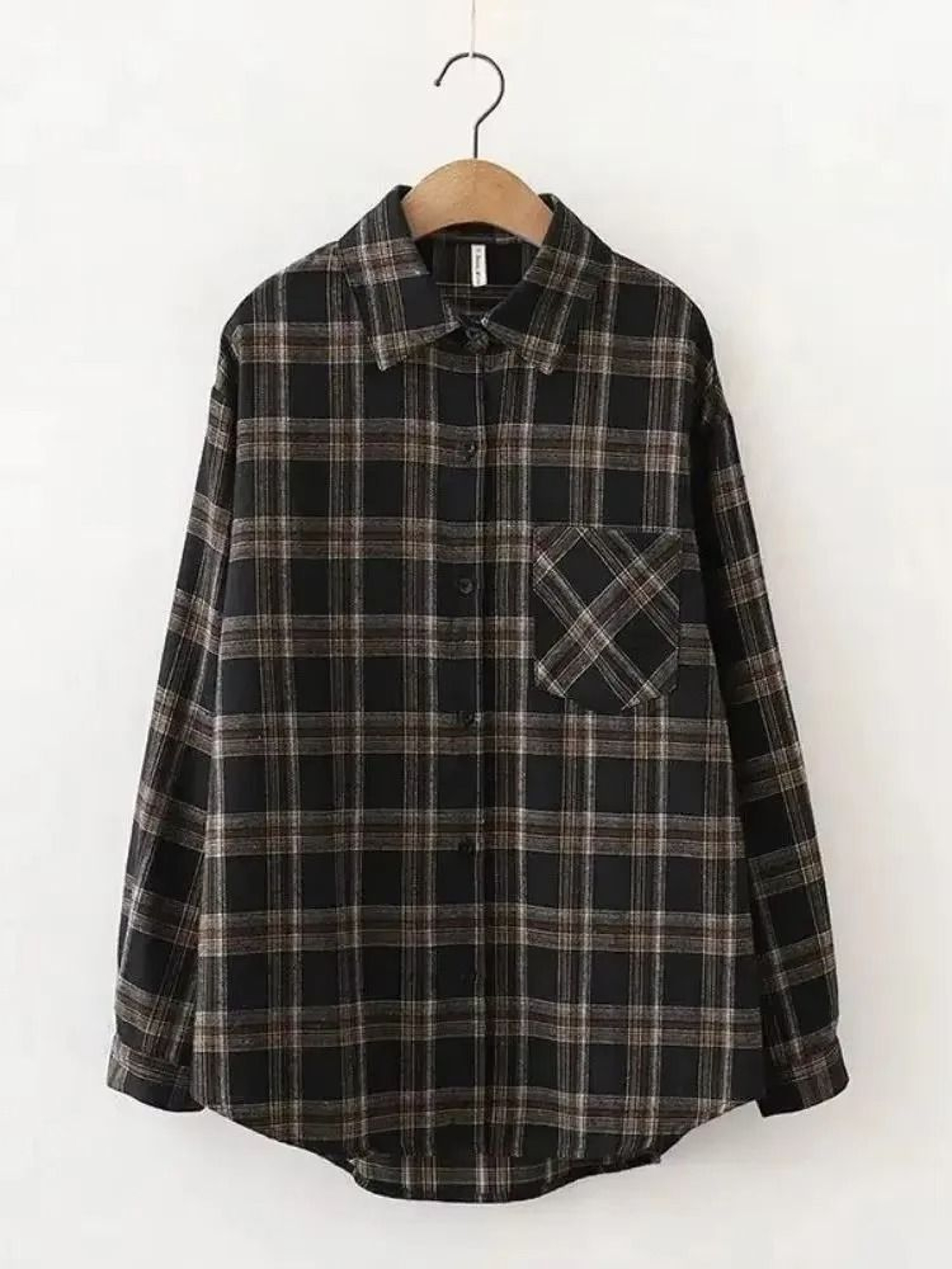 Retro AutumnWinter Plaid Shirt  Professional Korean Fashion LooseFit Versatile Long Sleeve Top 8
