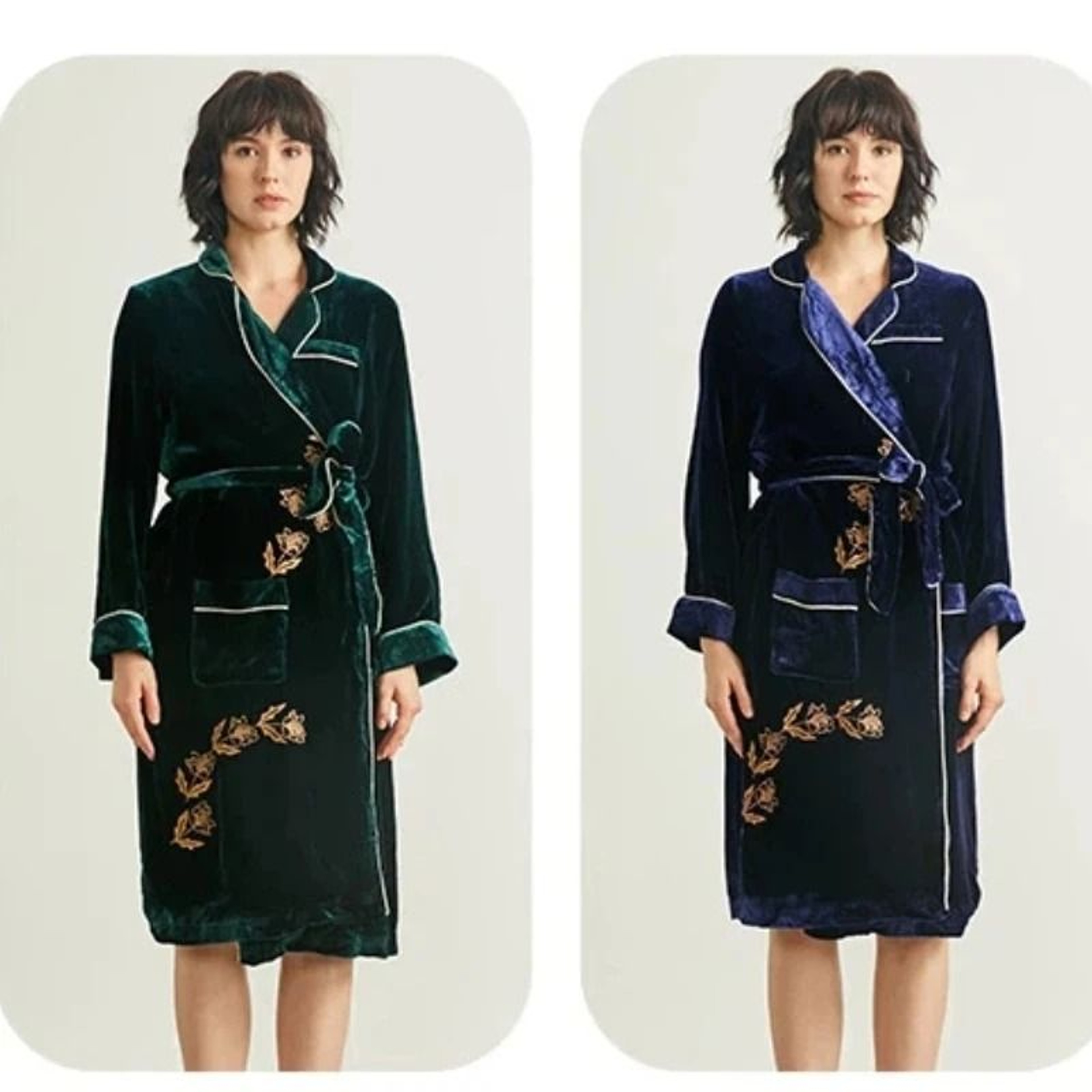 Luxury 19 Momme Heavyweight Silk Long Robe  100 Mulberry Silk Velvet Winter Bathrobe 5