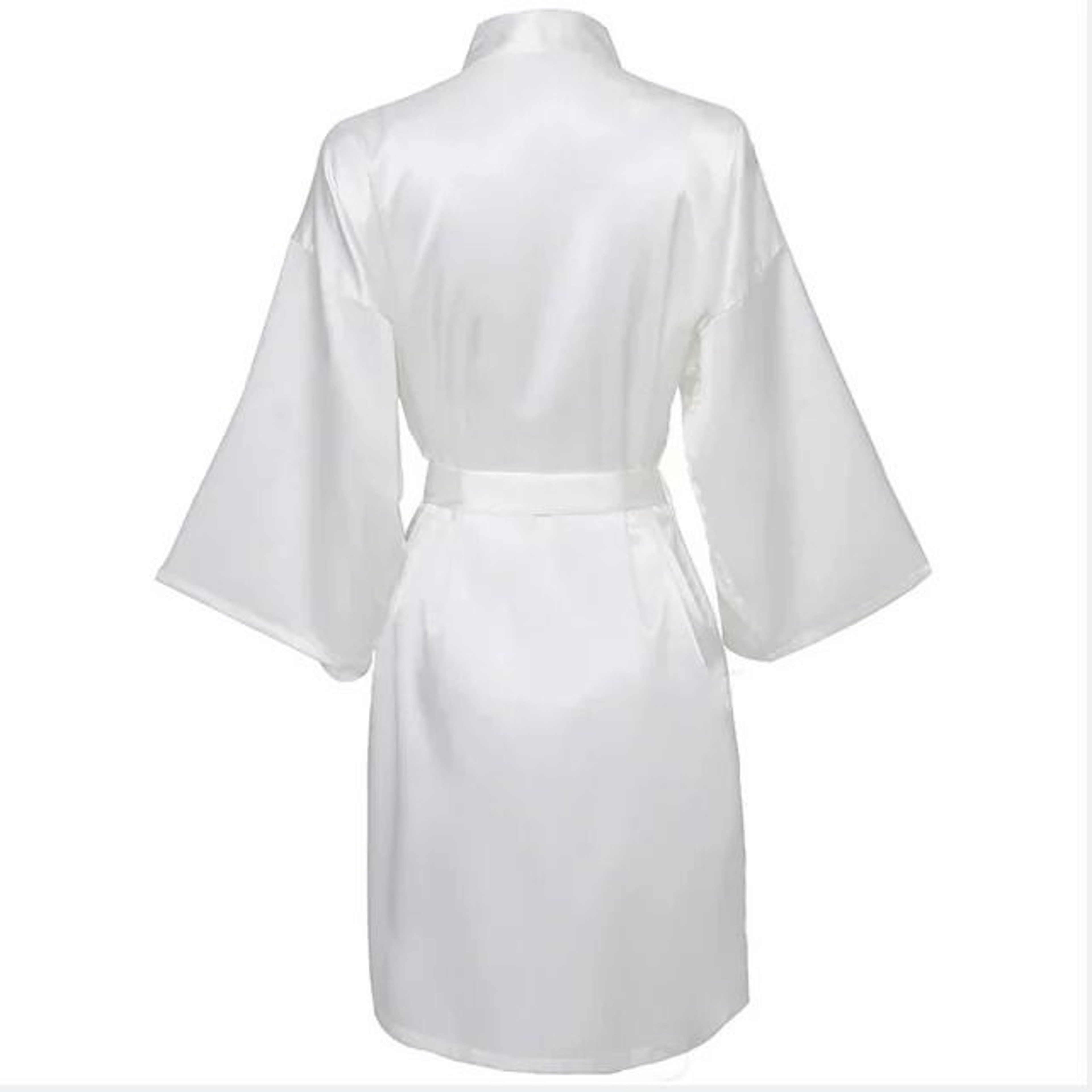 Elegant Solid Satin Night Robe  Professional Half Sleeve VNeck House Robe With Belt 19