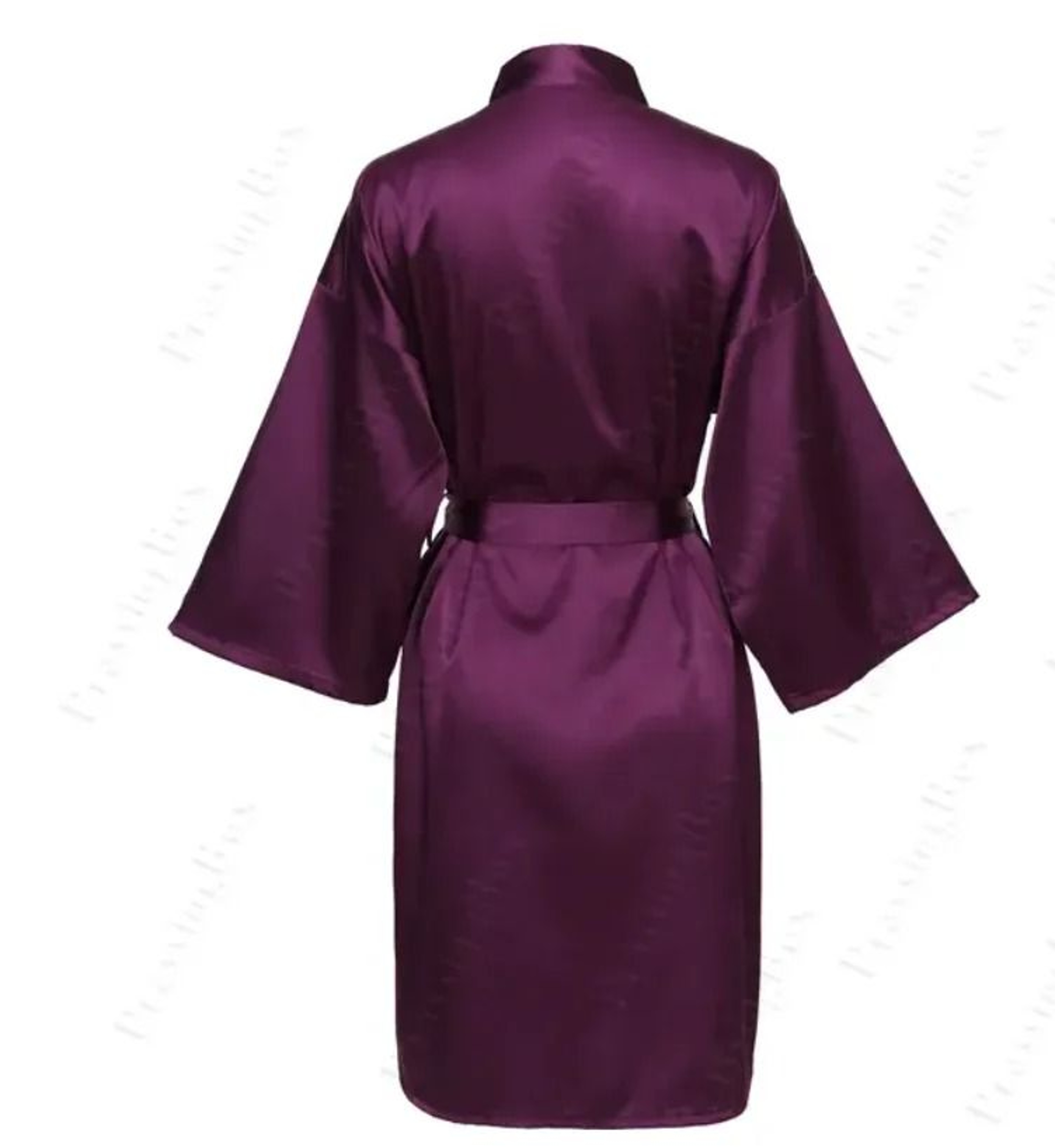 Elegant Solid Satin Night Robe  Professional Half Sleeve VNeck House Robe With Belt 3