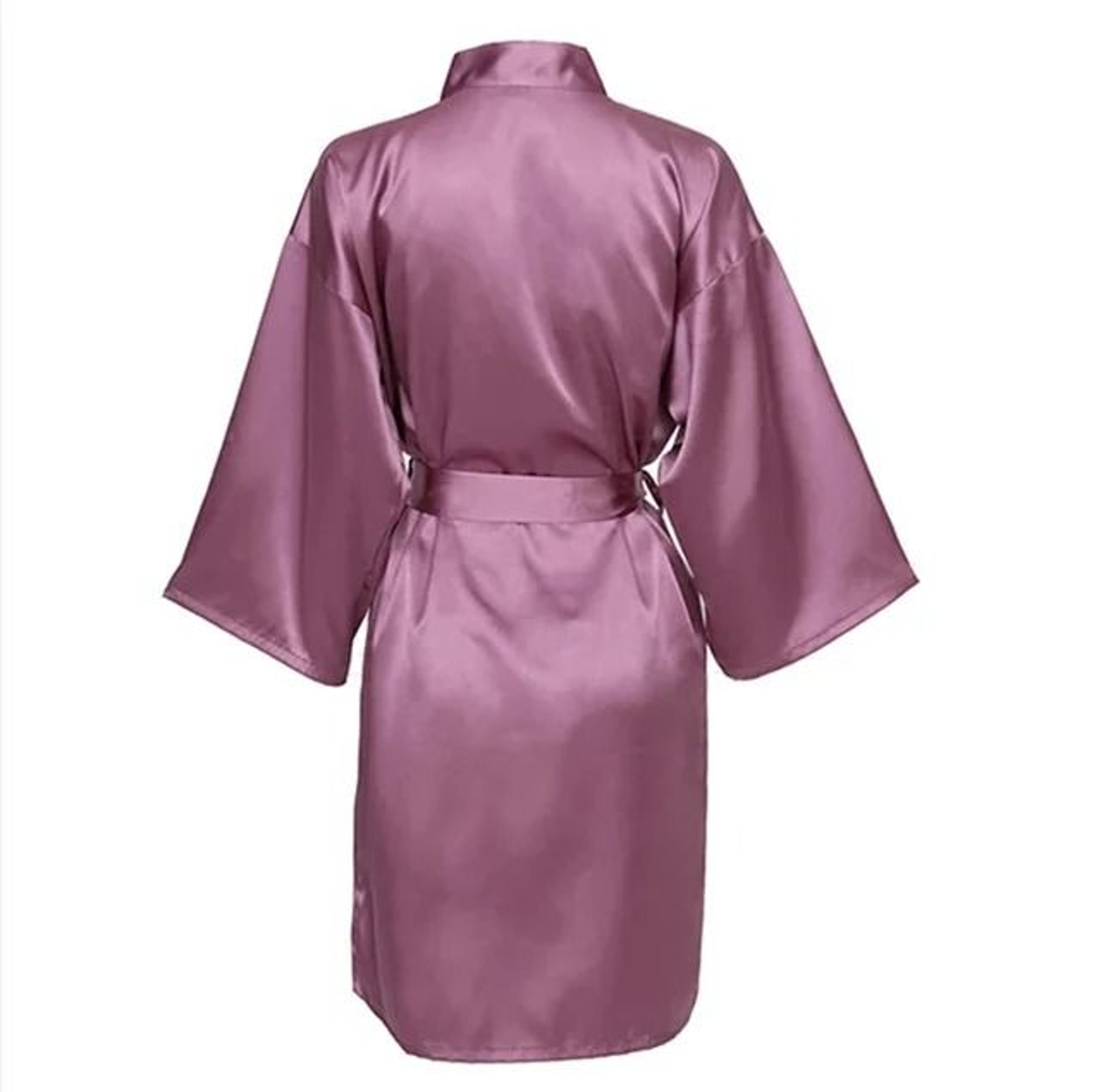 Elegant Solid Satin Night Robe  Professional Half Sleeve VNeck House Robe With Belt 21