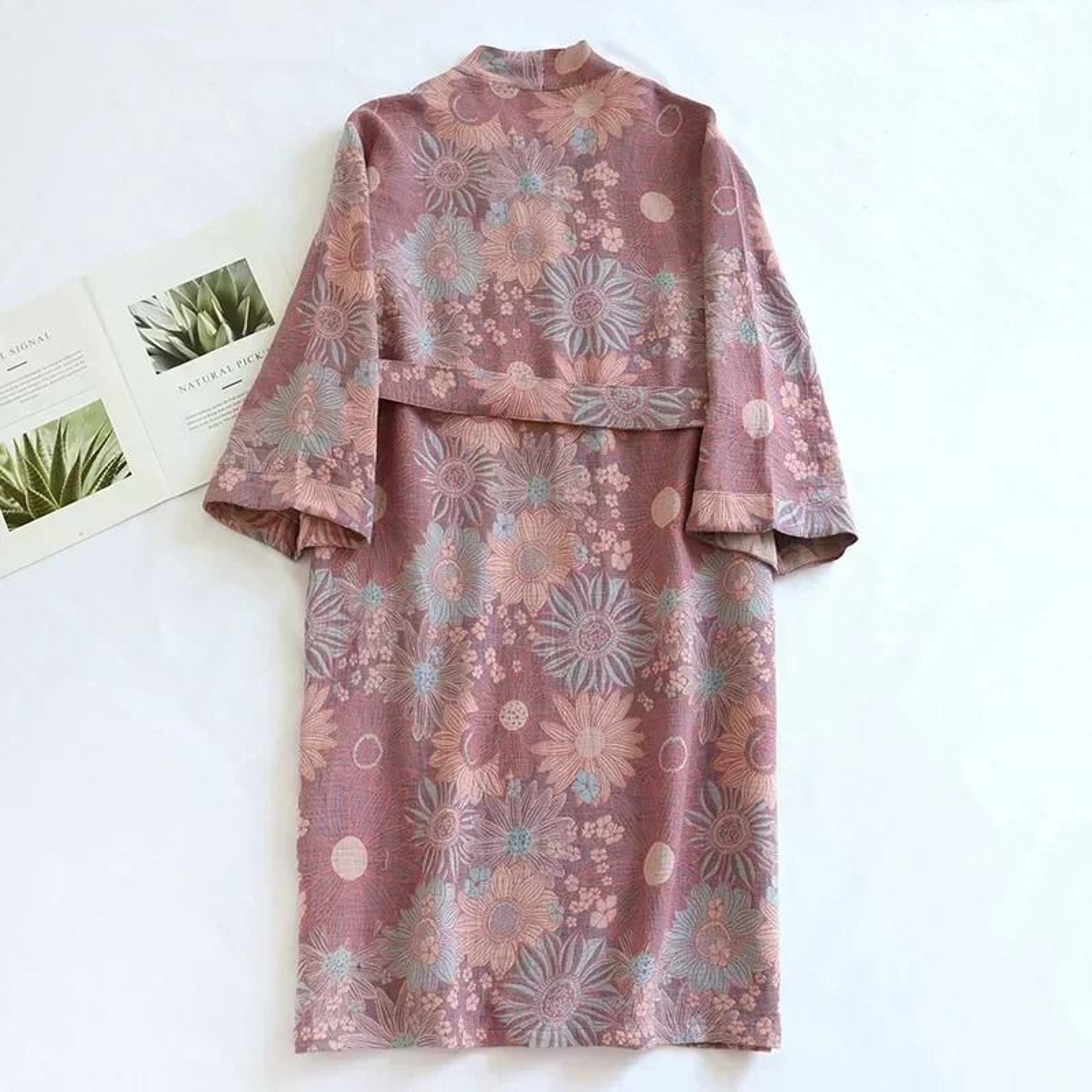 Japanese Style Printed Cotton Kimono  Professional Loose Fitting Bathrobe  Sweat Steaming Pajamas 5