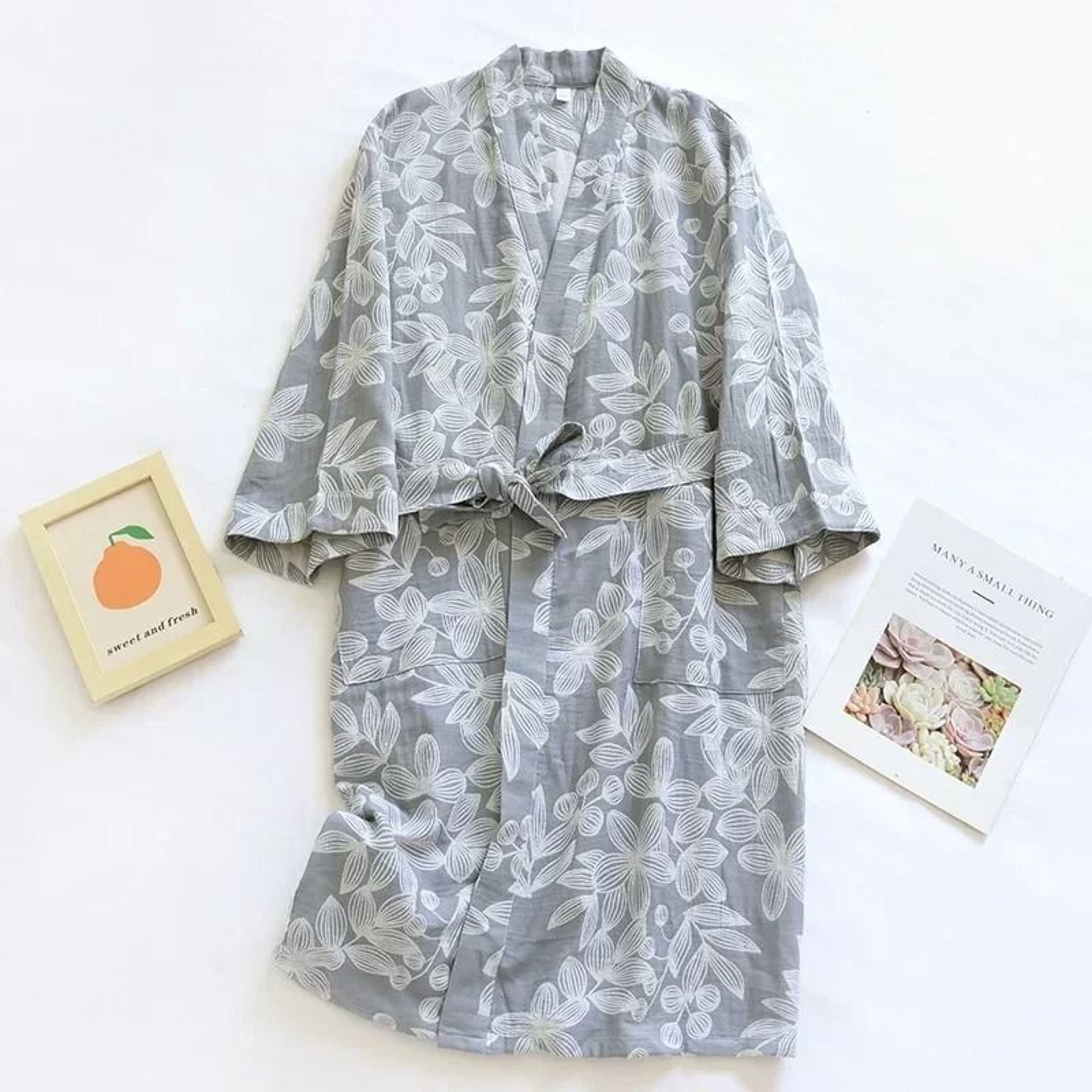 Japanese Style Printed Cotton Kimono  Professional Loose Fitting Bathrobe  Sweat Steaming Pajamas 8