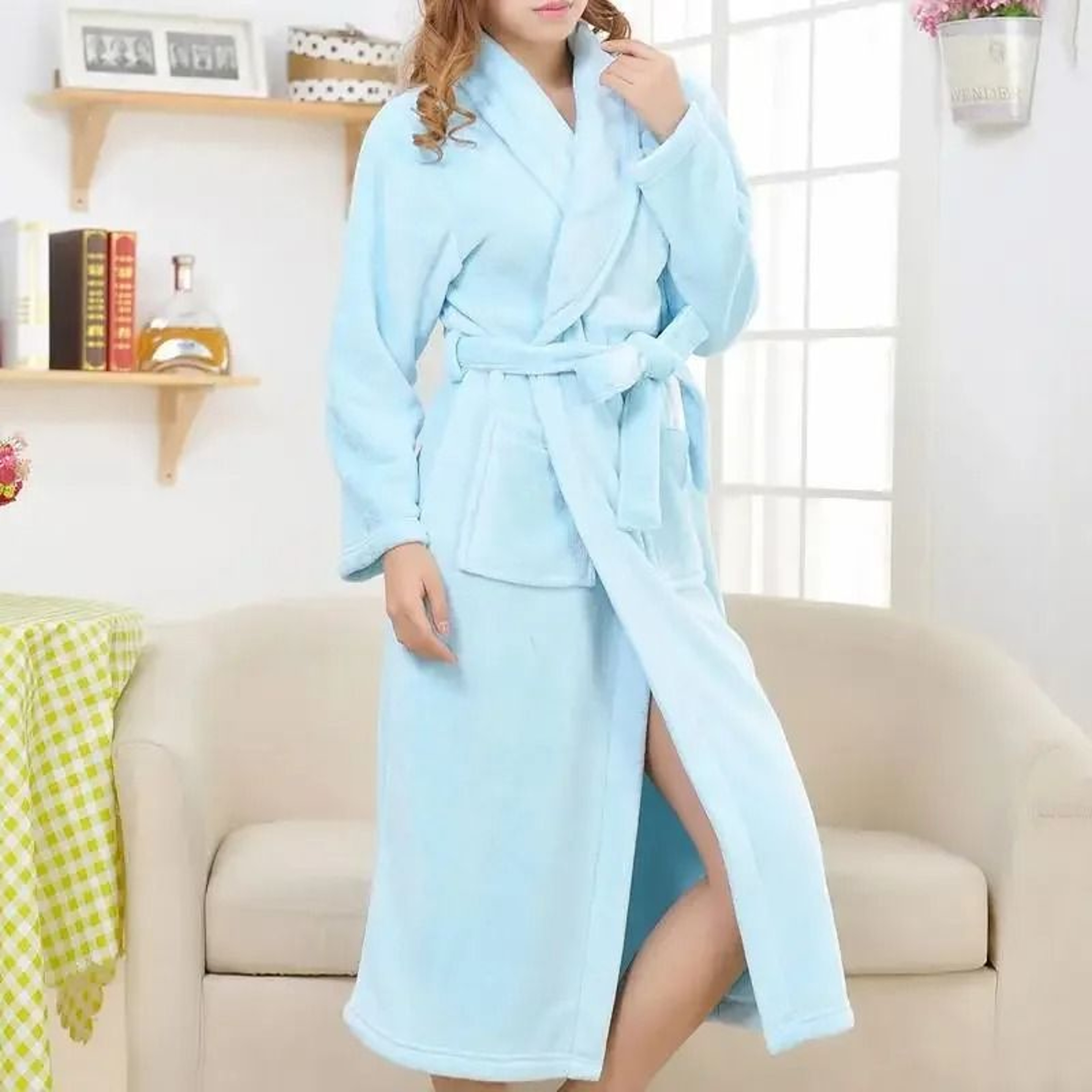 Winter Coral Fleece Long Robe  Professional Thickened Flannel Kimono  Warm Casual Homewear 13