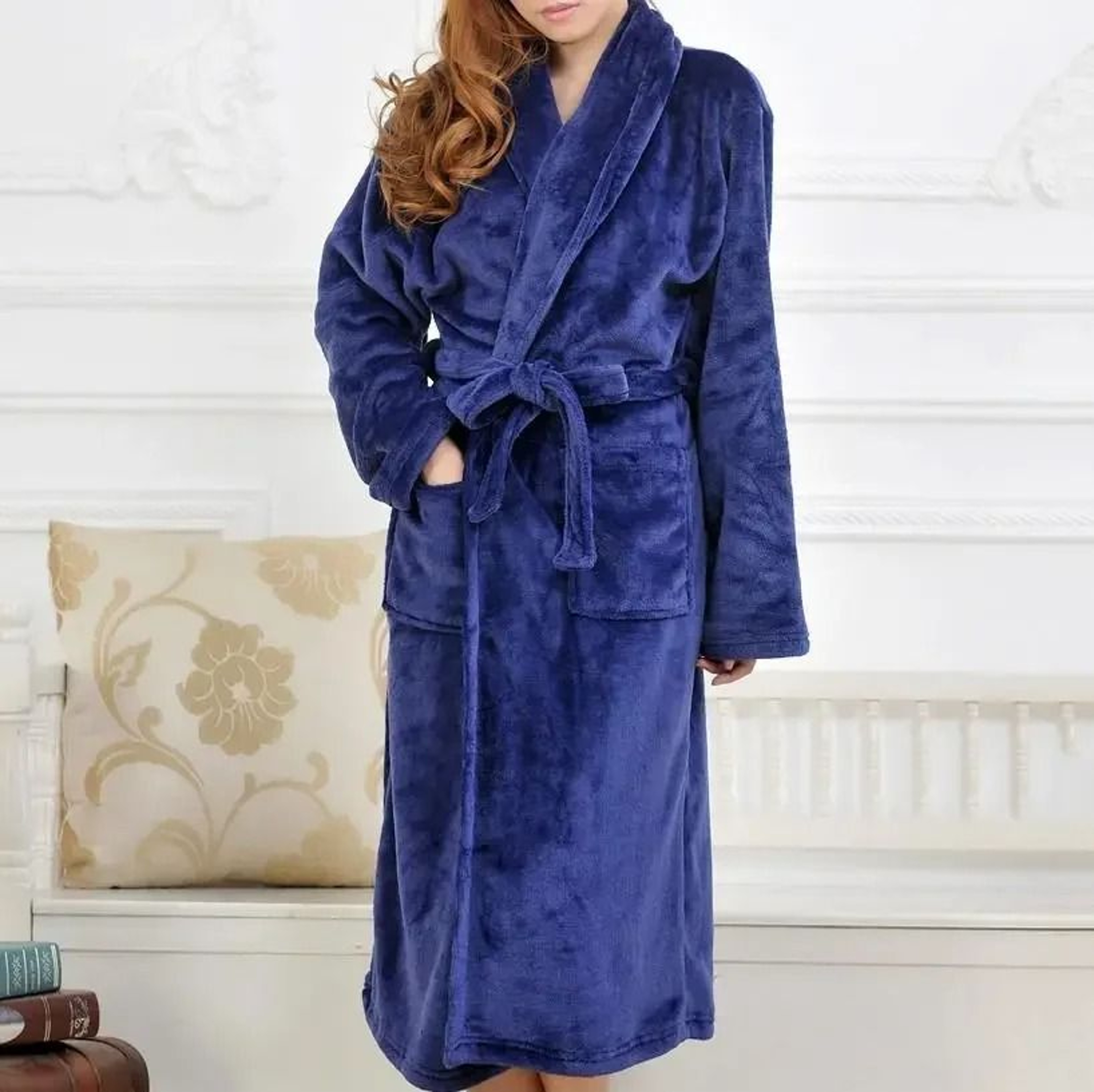 Winter Coral Fleece Long Robe  Professional Thickened Flannel Kimono  Warm Casual Homewear 6