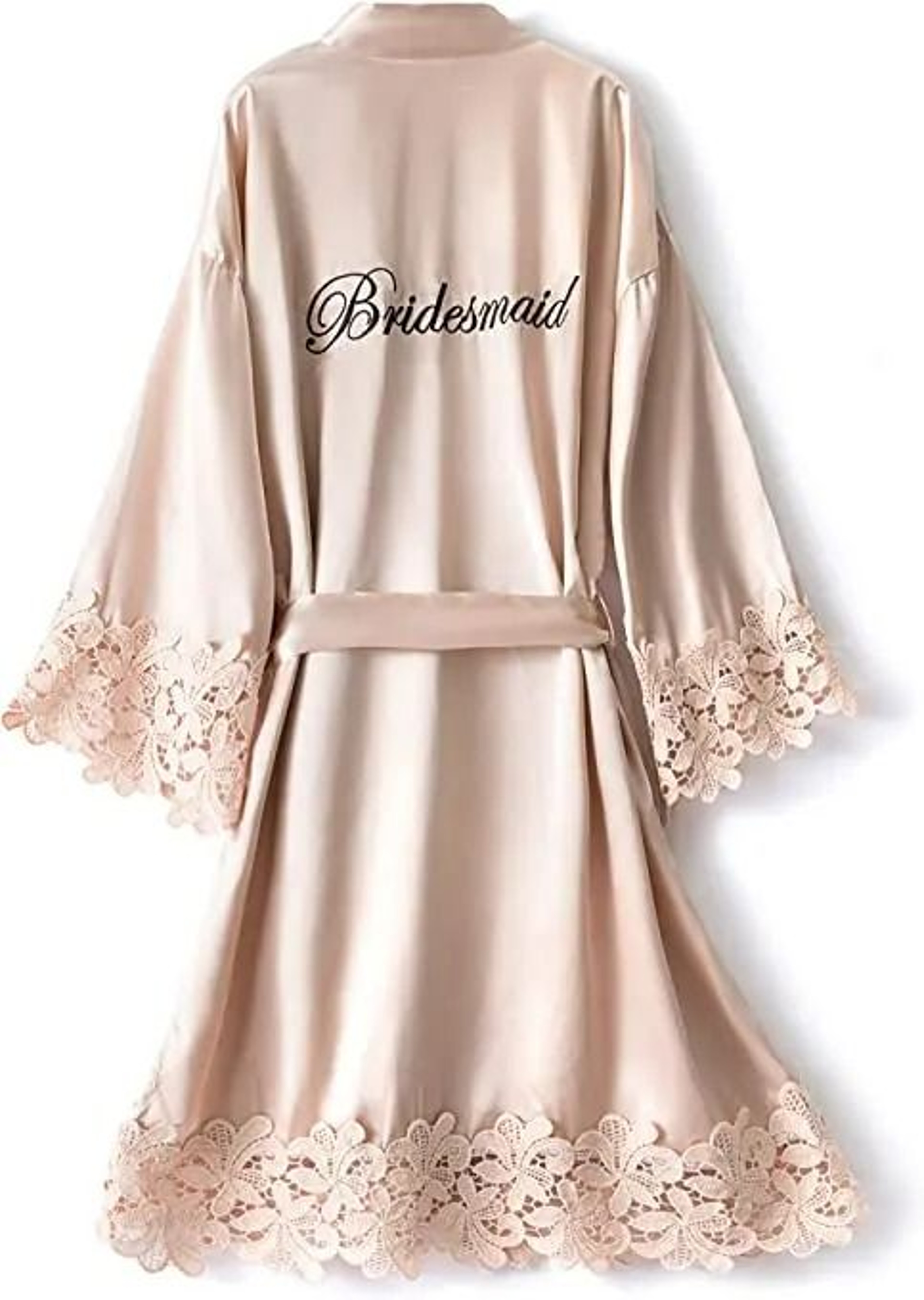 Rose Gold Bridesmaid  Bride Robe  Professional Satin Lace Bridal Dressing Gown  Bachelorette Pajama 4
