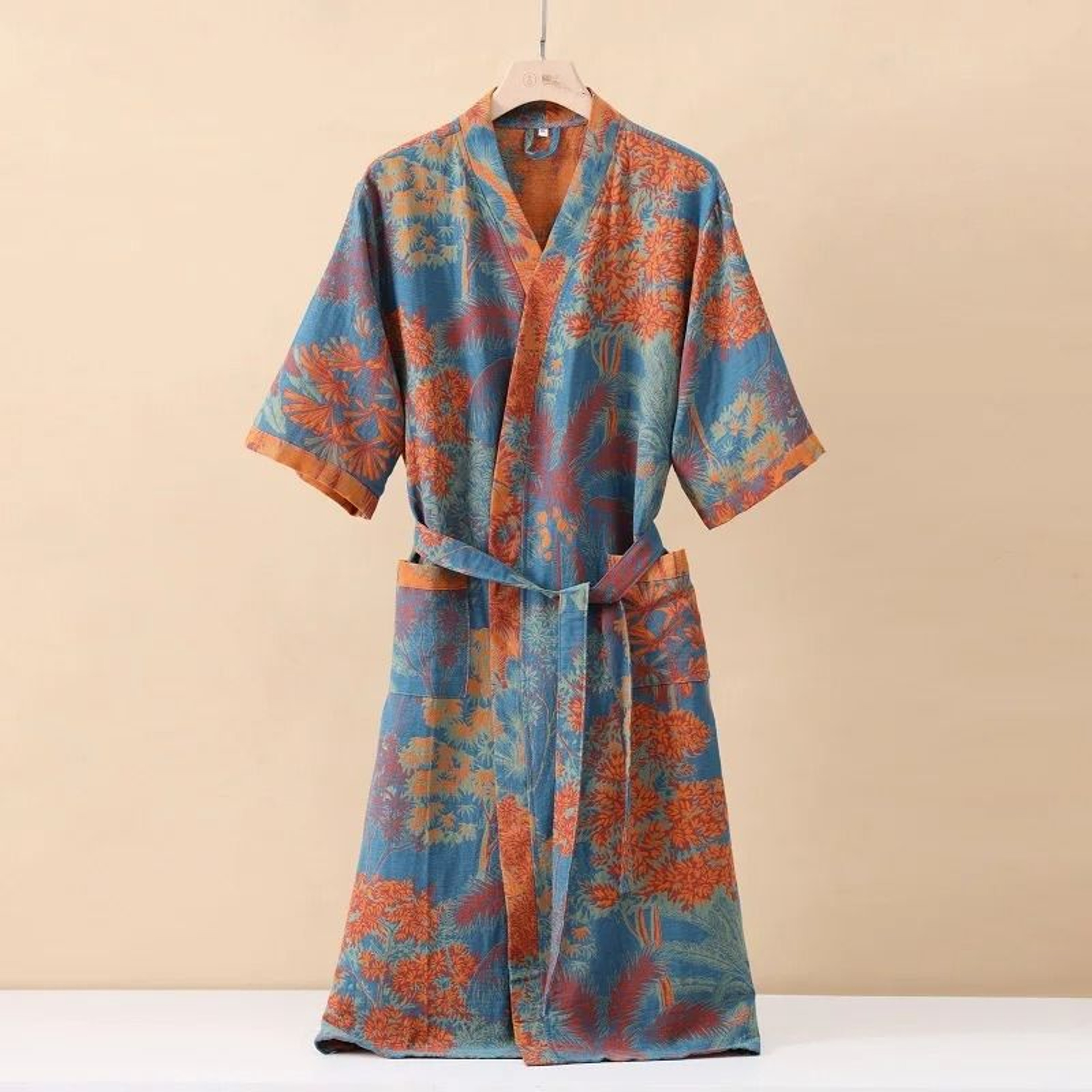 Fashionable Printed Cotton Kimono Robe  Professional Thin SpringSummer Absorbent Home Wear 11