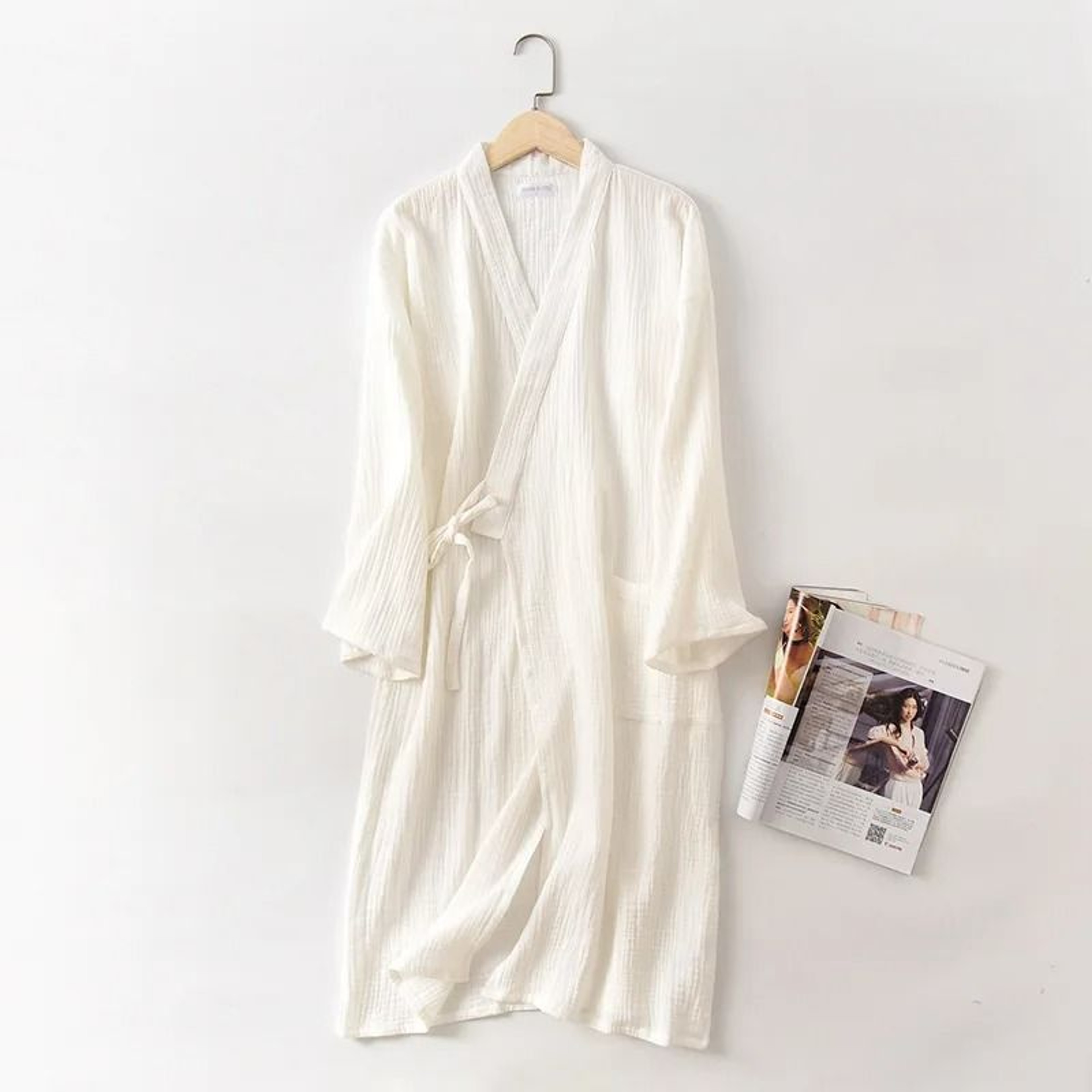 Japanese Cotton Crepe Kimono Robe  Professional Couples Bathrobe  Breathable SpringAutumn Sleepwear 10