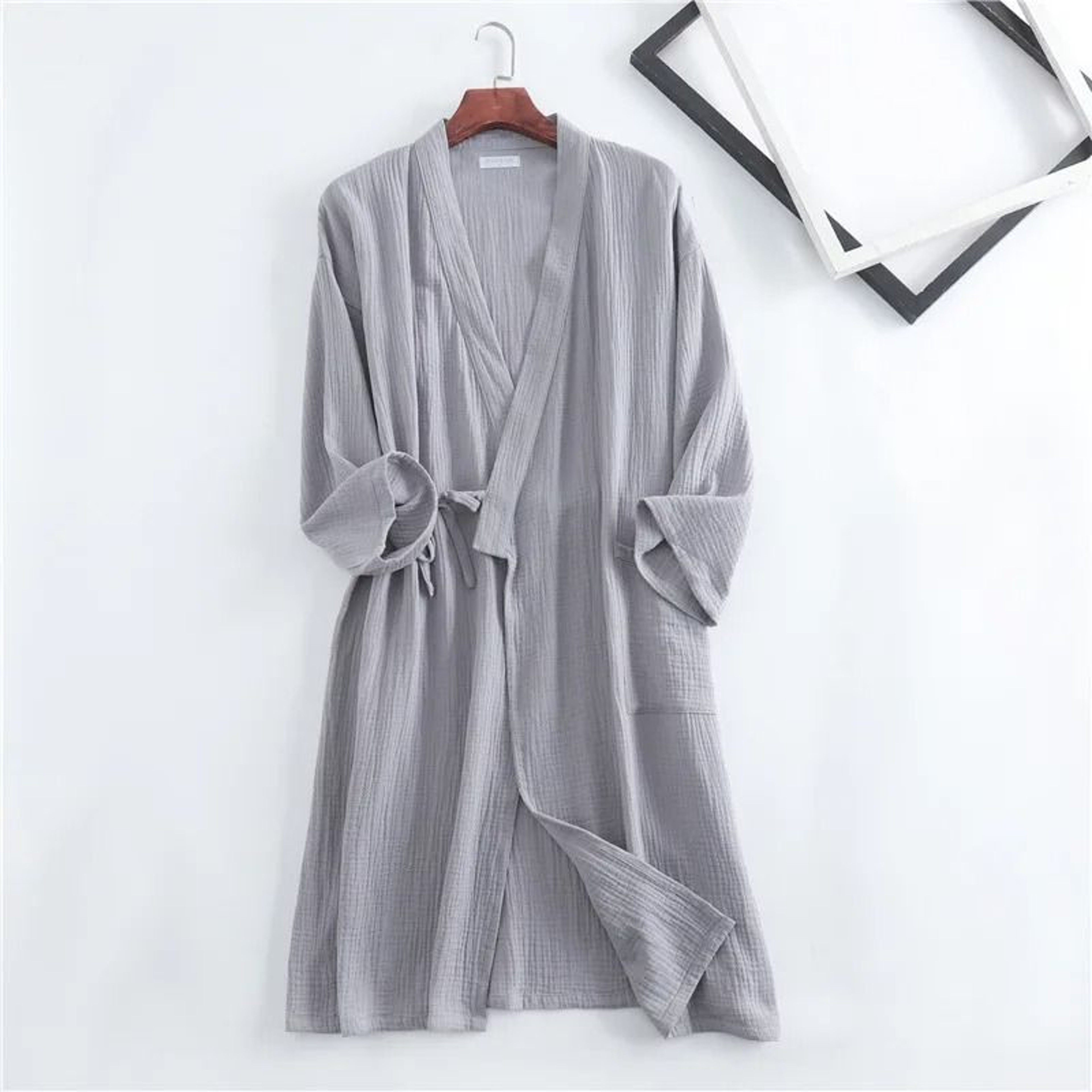 Japanese Cotton Crepe Kimono Robe  Professional Couples Bathrobe  Breathable SpringAutumn Sleepwear 8