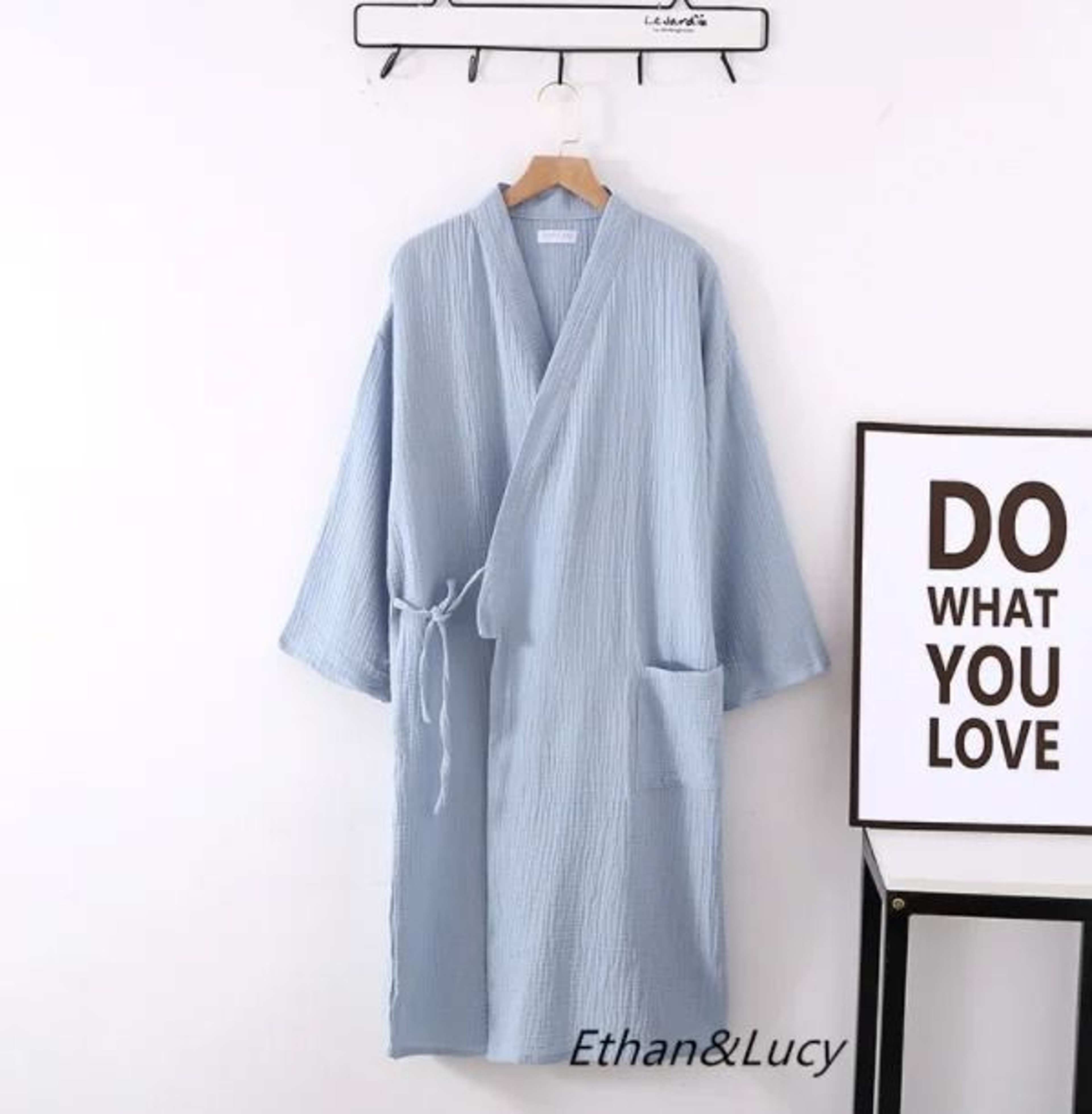 Japanese Cotton Crepe Kimono Robe  Professional Couples Bathrobe  Breathable SpringAutumn Sleepwear 17