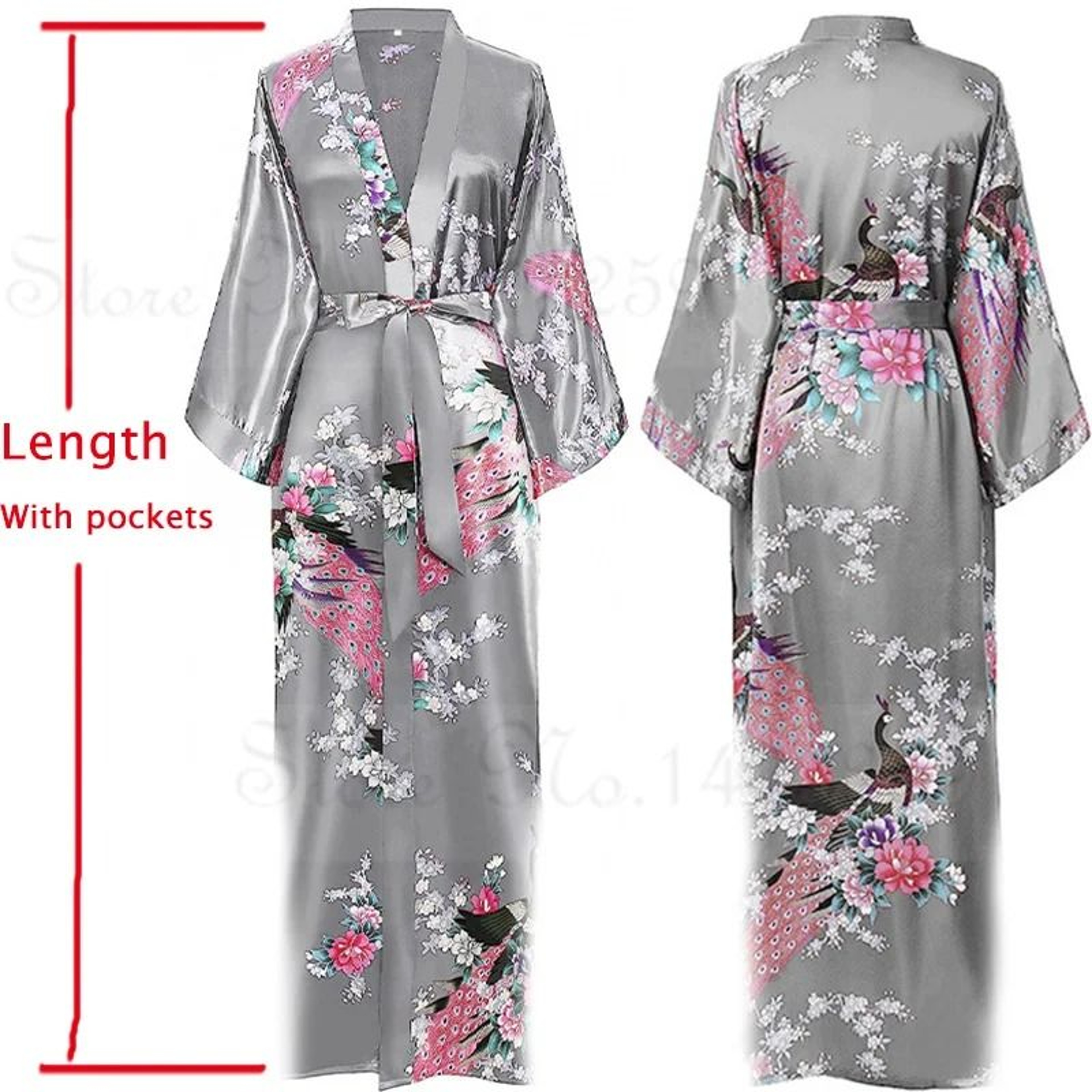 Luxurious Long Satin Kimono Robe  Professional Bride  Bridesmaid Dressing Gown With Pockets 0