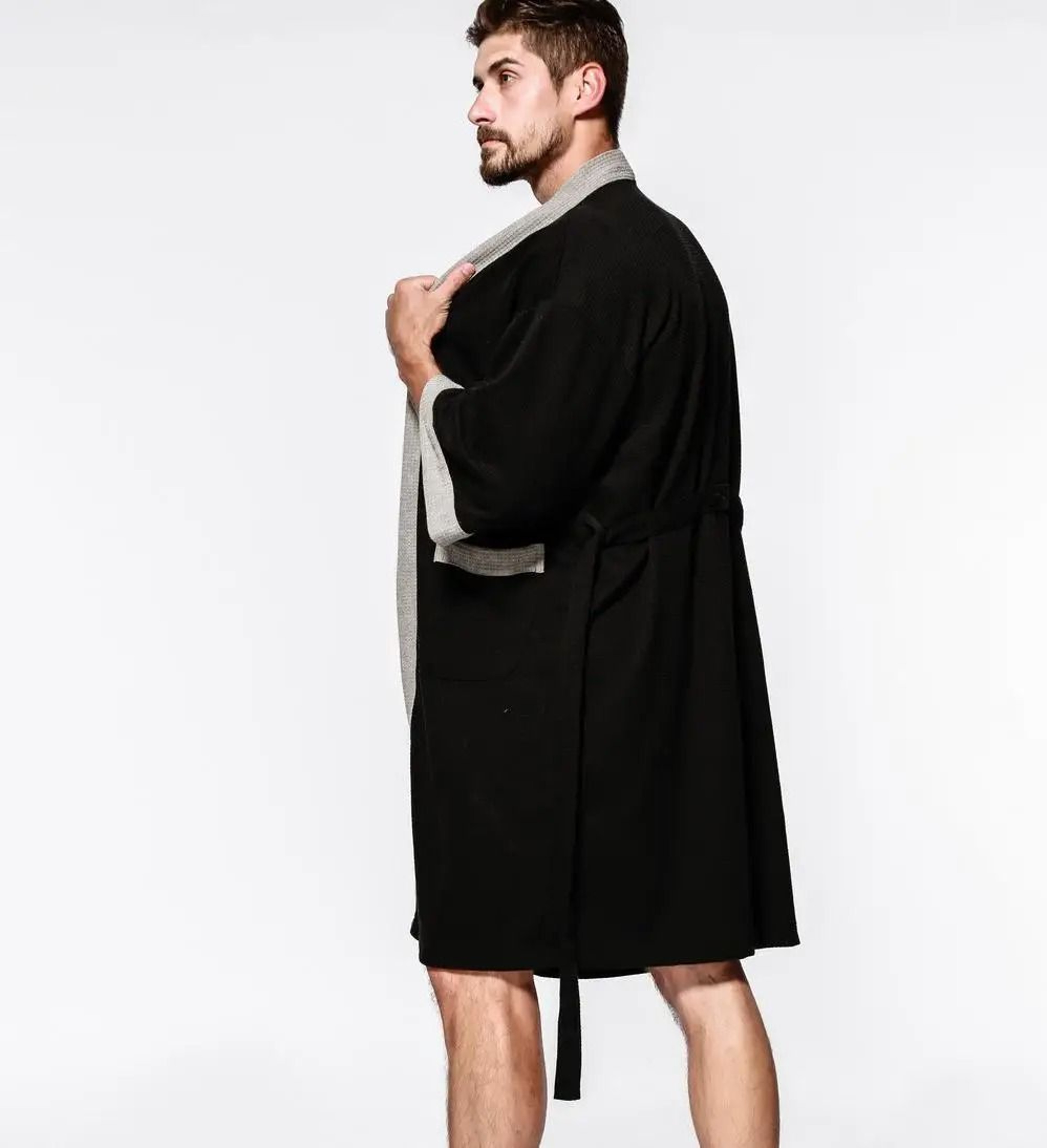 Mens  Womens Cotton Waffle Kimono Robe  Professional Couples Sauna Yukata  Casual Home Wear 4