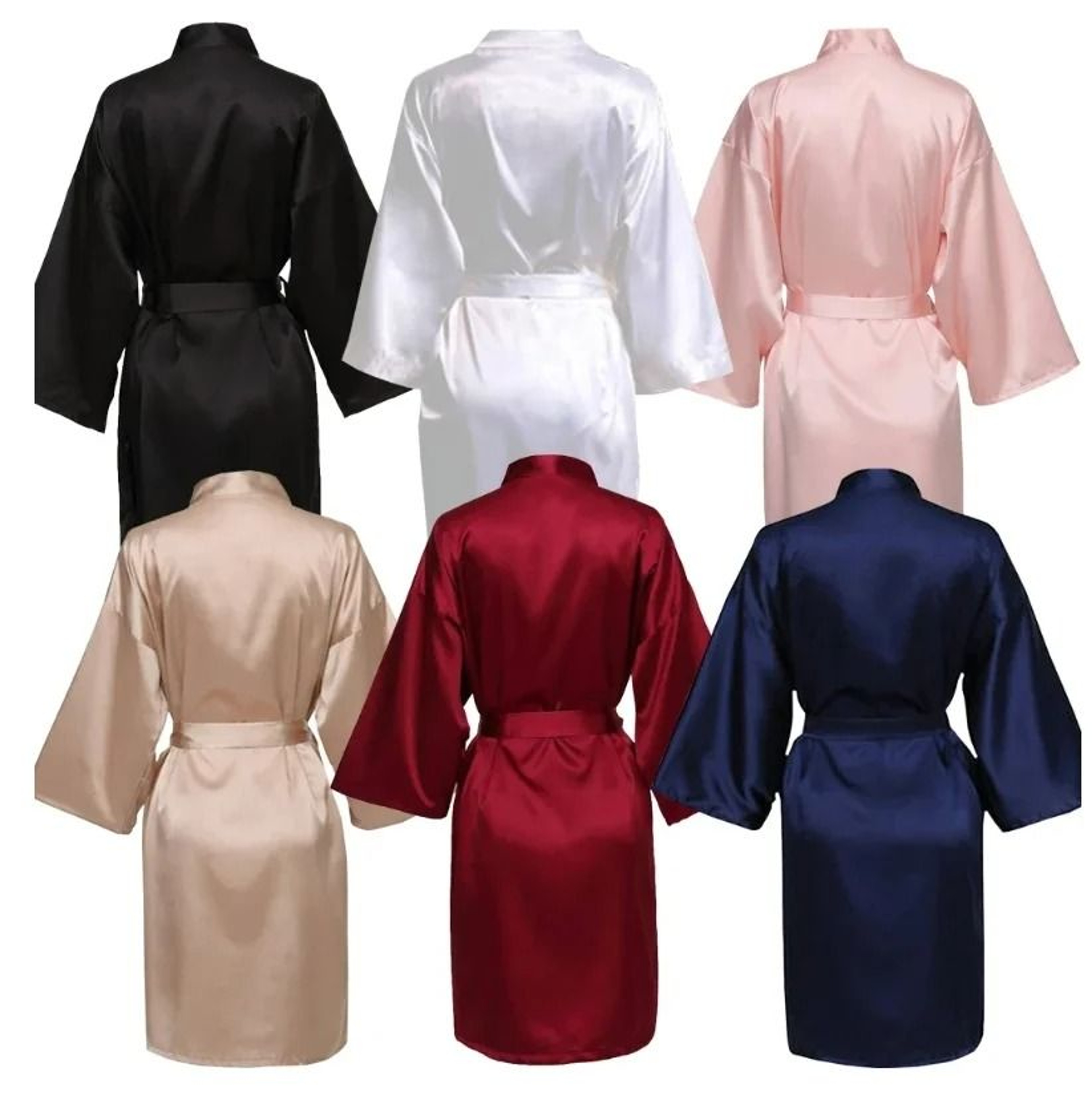 Wedding Party Team Bride Kimono  Professional Plain Satin Bridesmaid Bathrobe  Wedding Pajamas 0