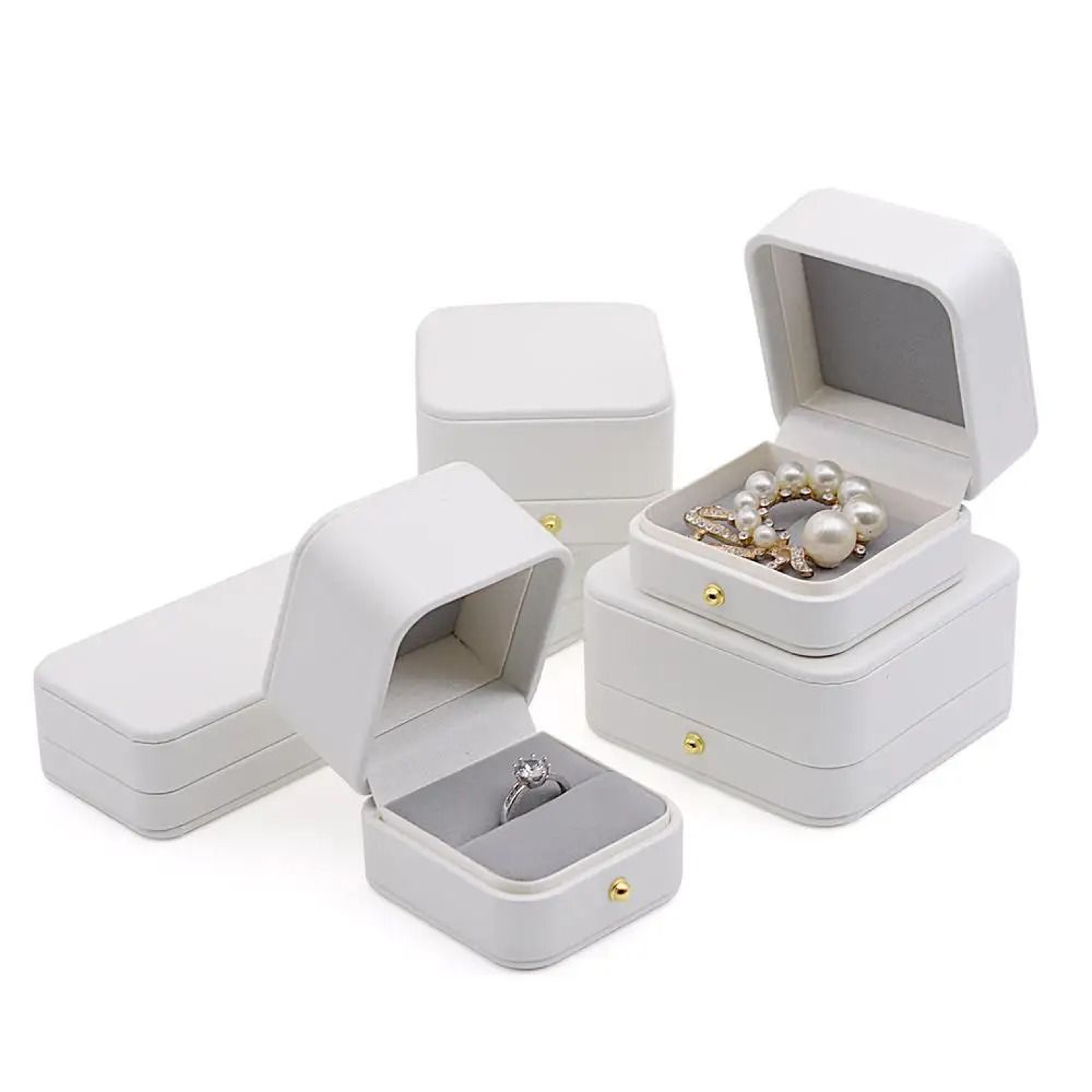 Vintage Double Slots Jewelry Box  HighPerformance PU Leather Case For Wedding Proposal  Engagement  5