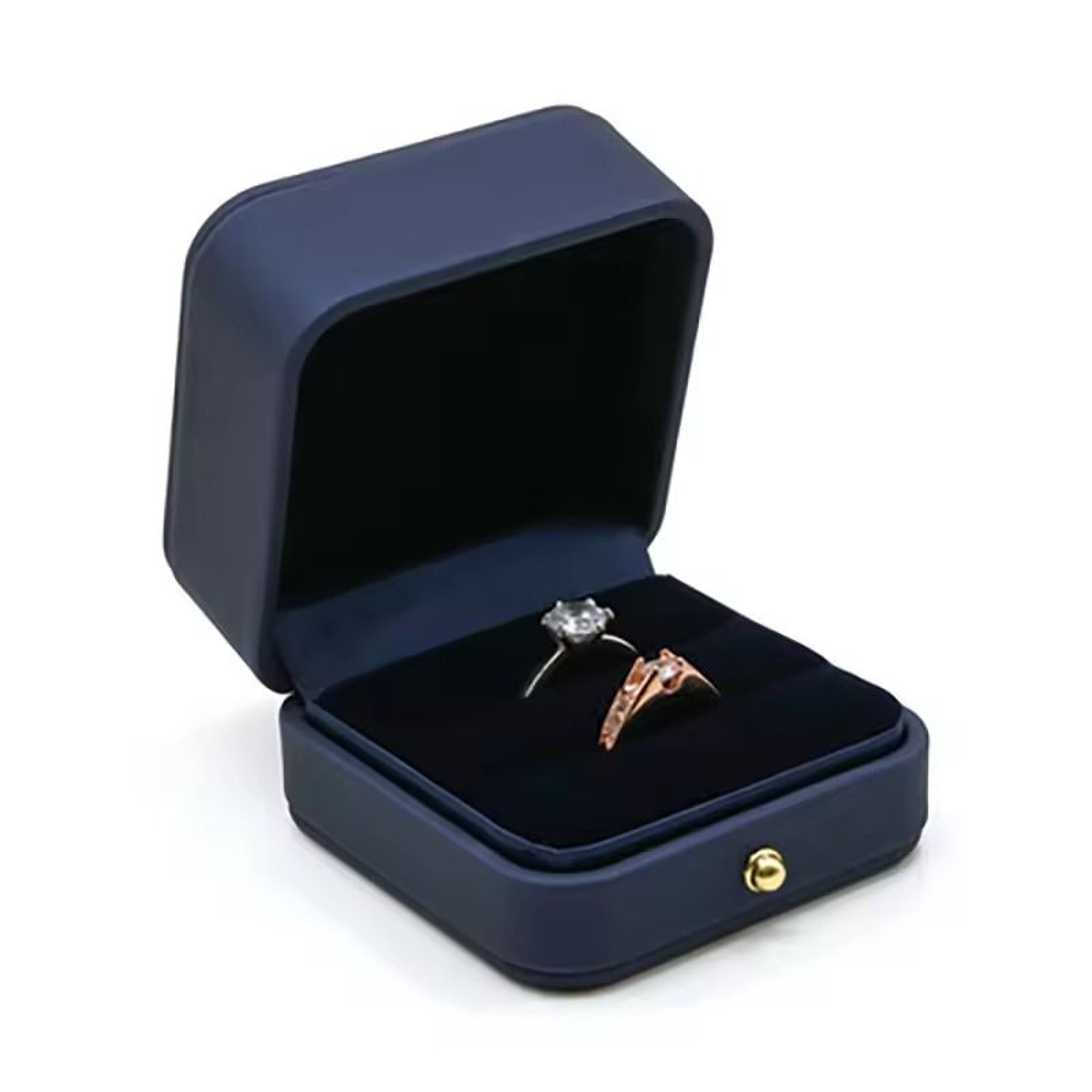Vintage Double Slots Jewelry Box  HighPerformance PU Leather Case For Wedding Proposal  Engagement  7