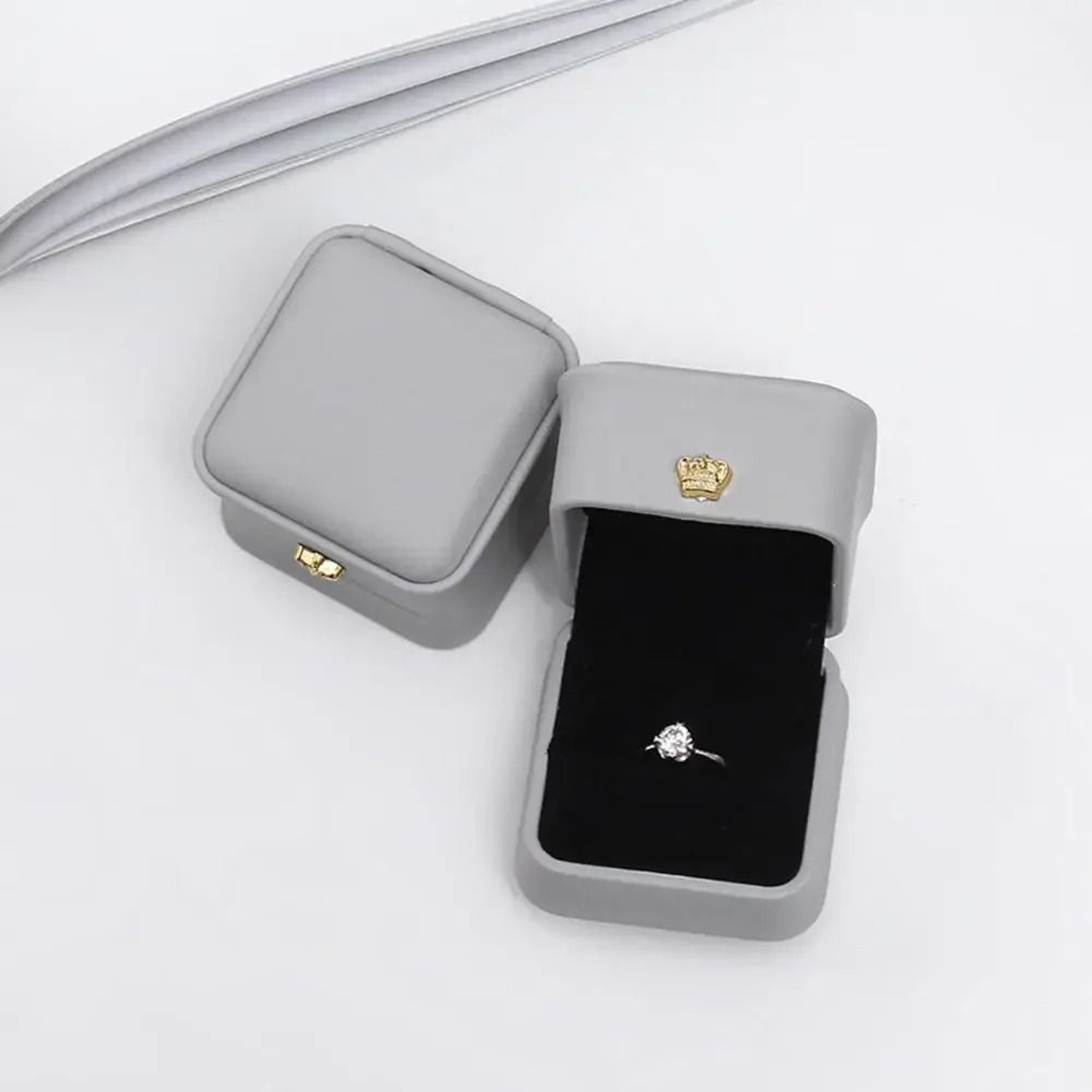 Vintage Double Slots Jewelry Box  HighPerformance PU Leather Case For Wedding Proposal  Engagement  11