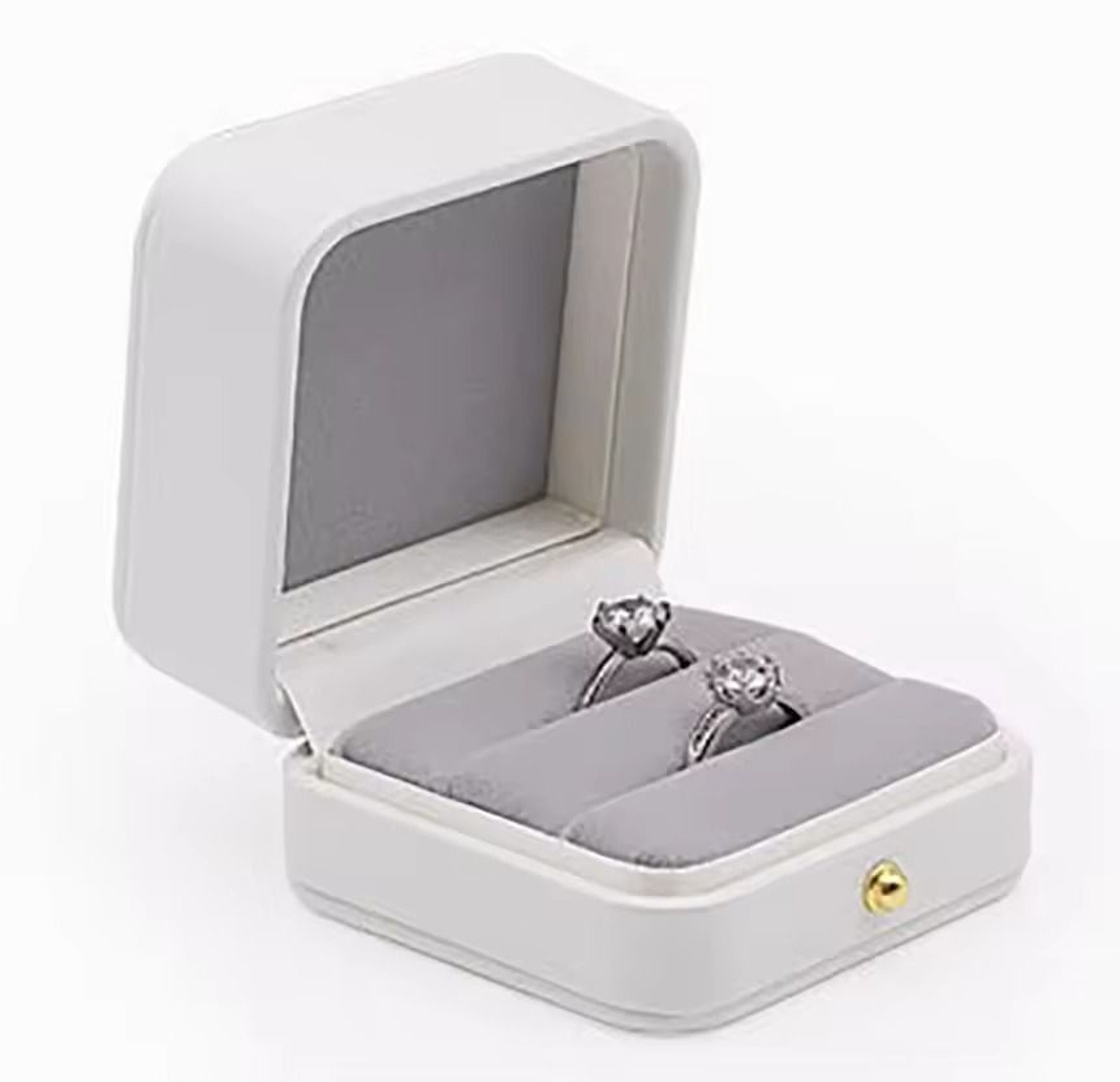 Vintage Double Slots Jewelry Box  HighPerformance PU Leather Case For Wedding Proposal  Engagement  23