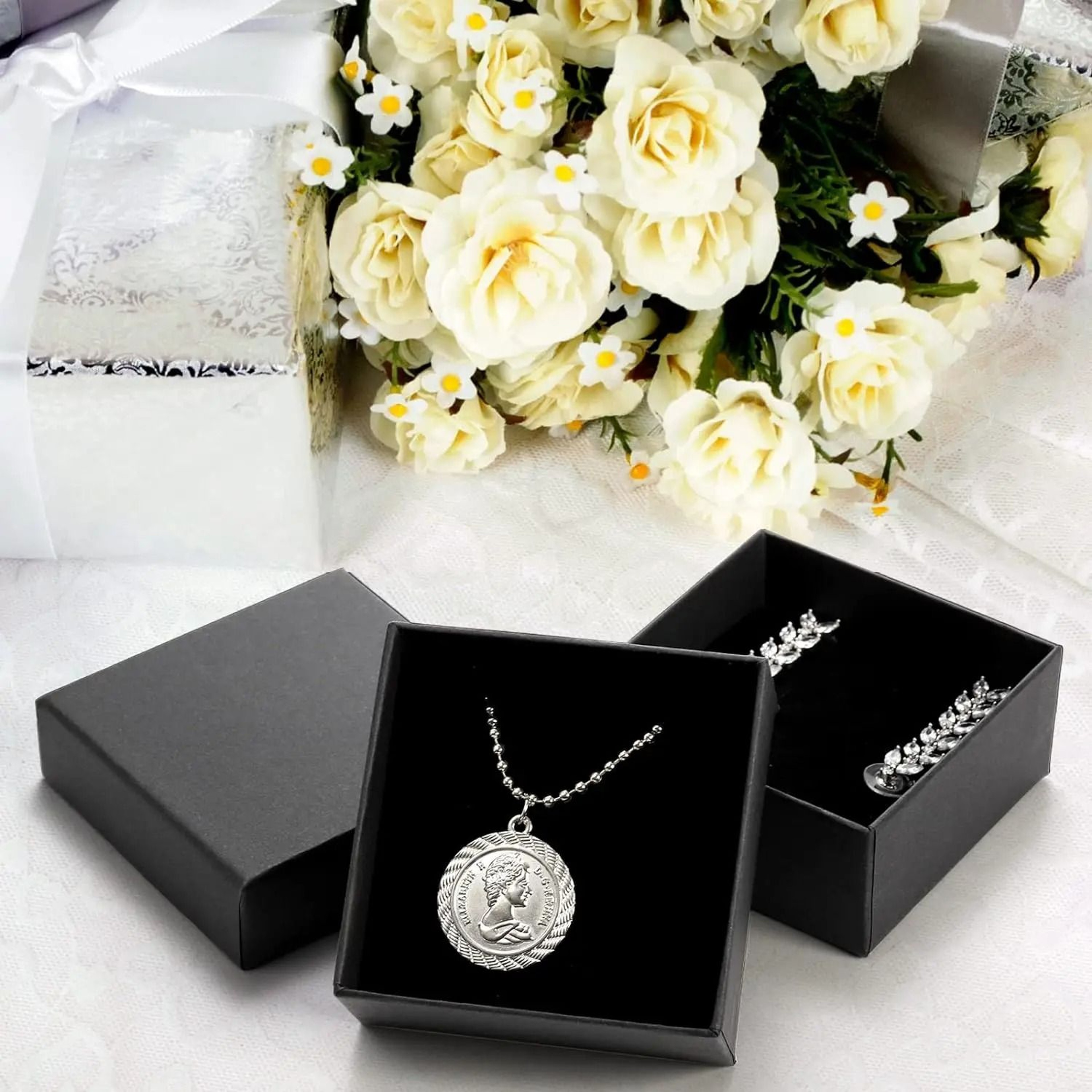 Black Kraft Jewelry Gift Boxes  HighPerformance Cardboard Packaging For Rings  Necklaces 32Pcs 5