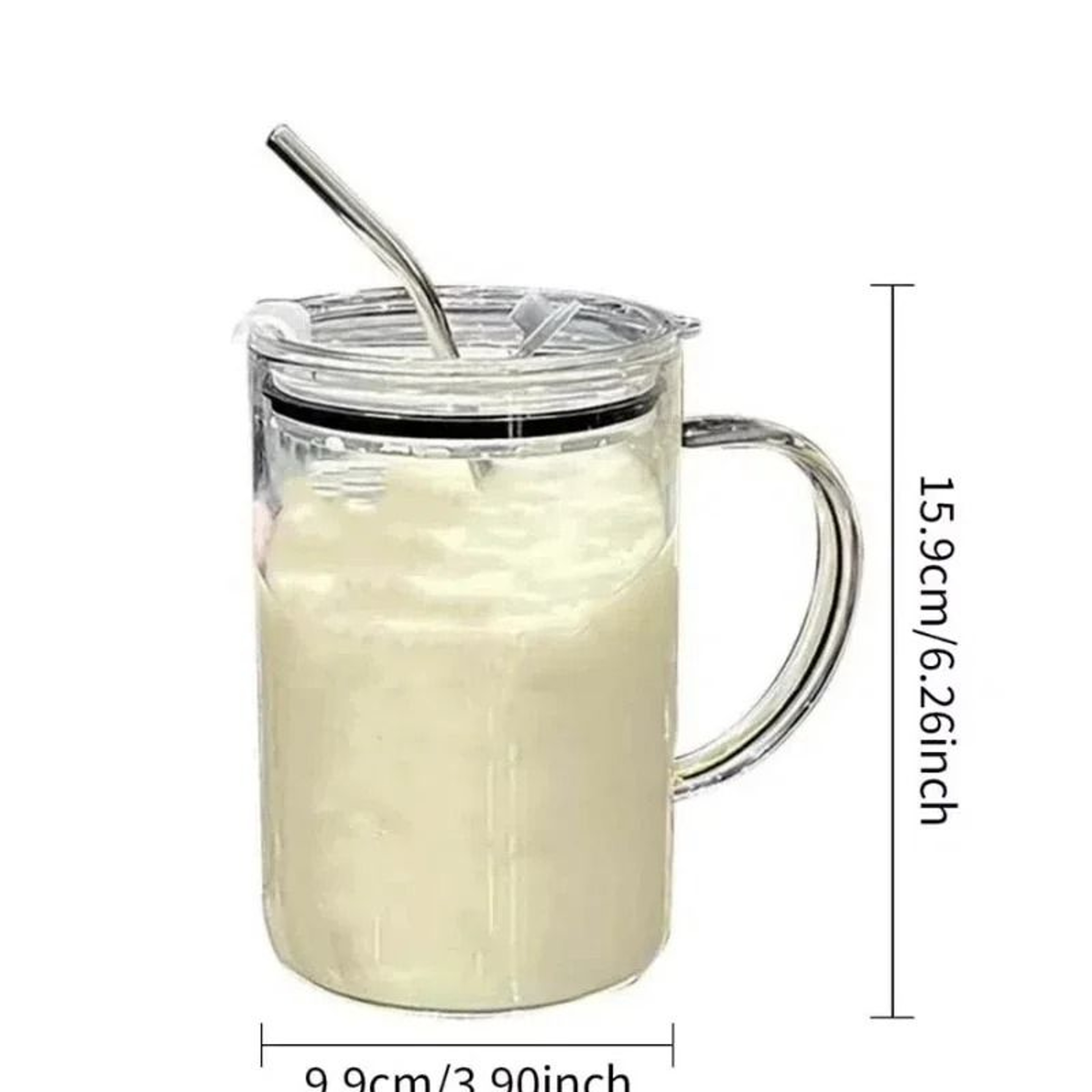 1000ML Transparent Glass Tumbler  HighPerformance Drinking Cup With Lid  Straw 3