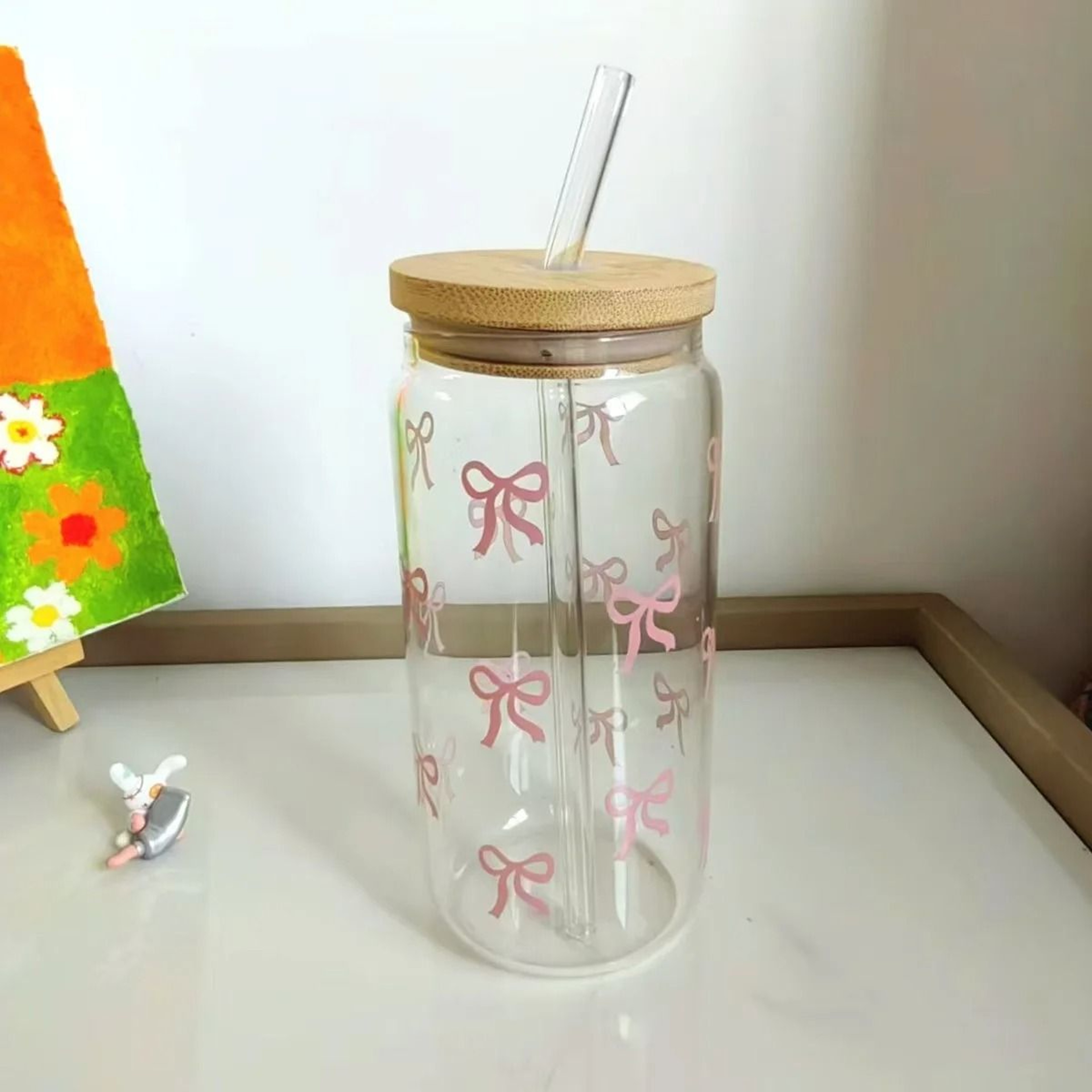 500ml Cherry Bow Glass Tumbler  HighPerformance Mason Jar Shaped Drinking Cup With Ribbed Precision 6