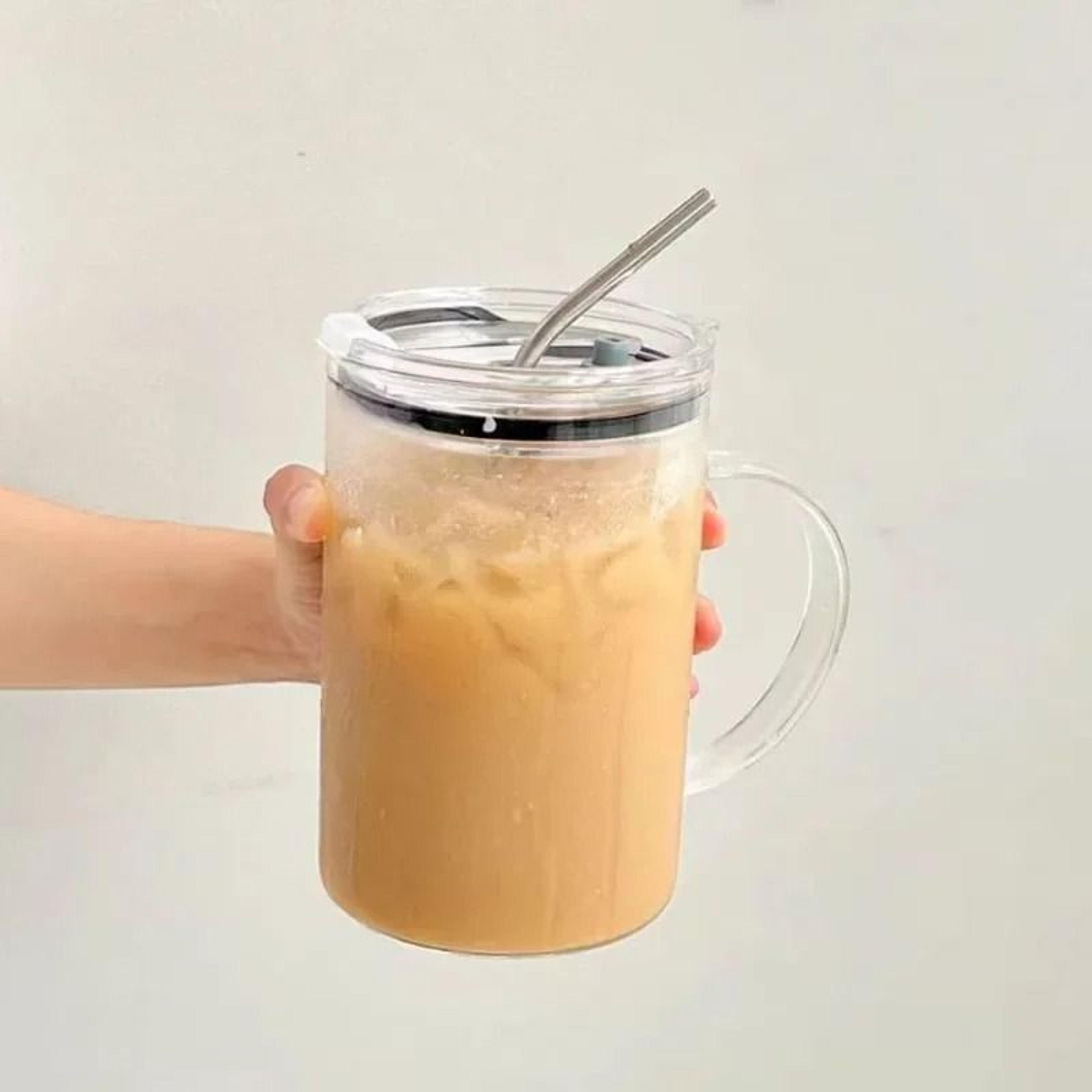 1L HighCapacity Glass Tumbler  HighPerformance HeatResistant Drinking Mug With Lid  Straw 2