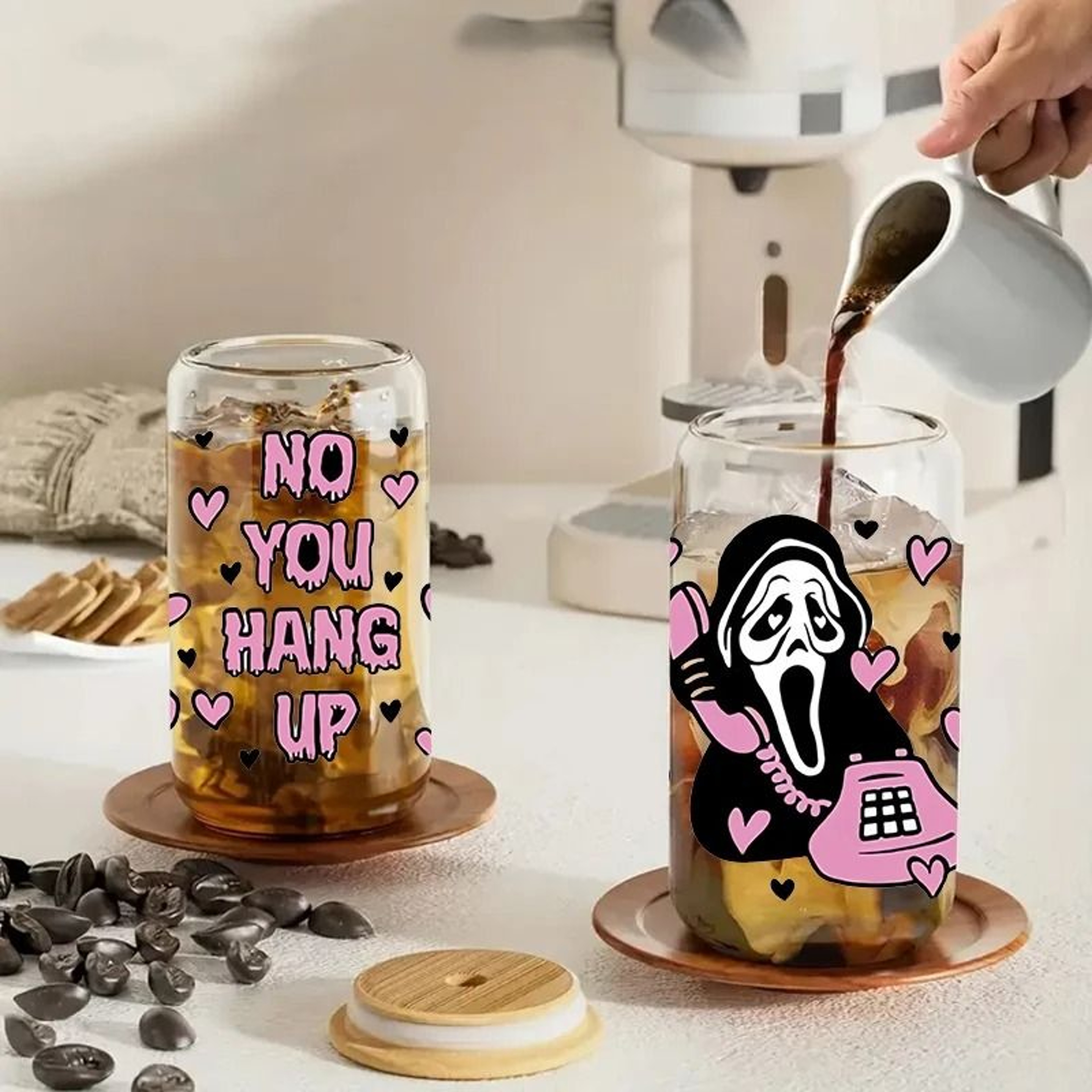 Halloween Party Glass Tumbler Set  HighPerformance 186oz 550ml Festive Coffee  Juice Mugs 3