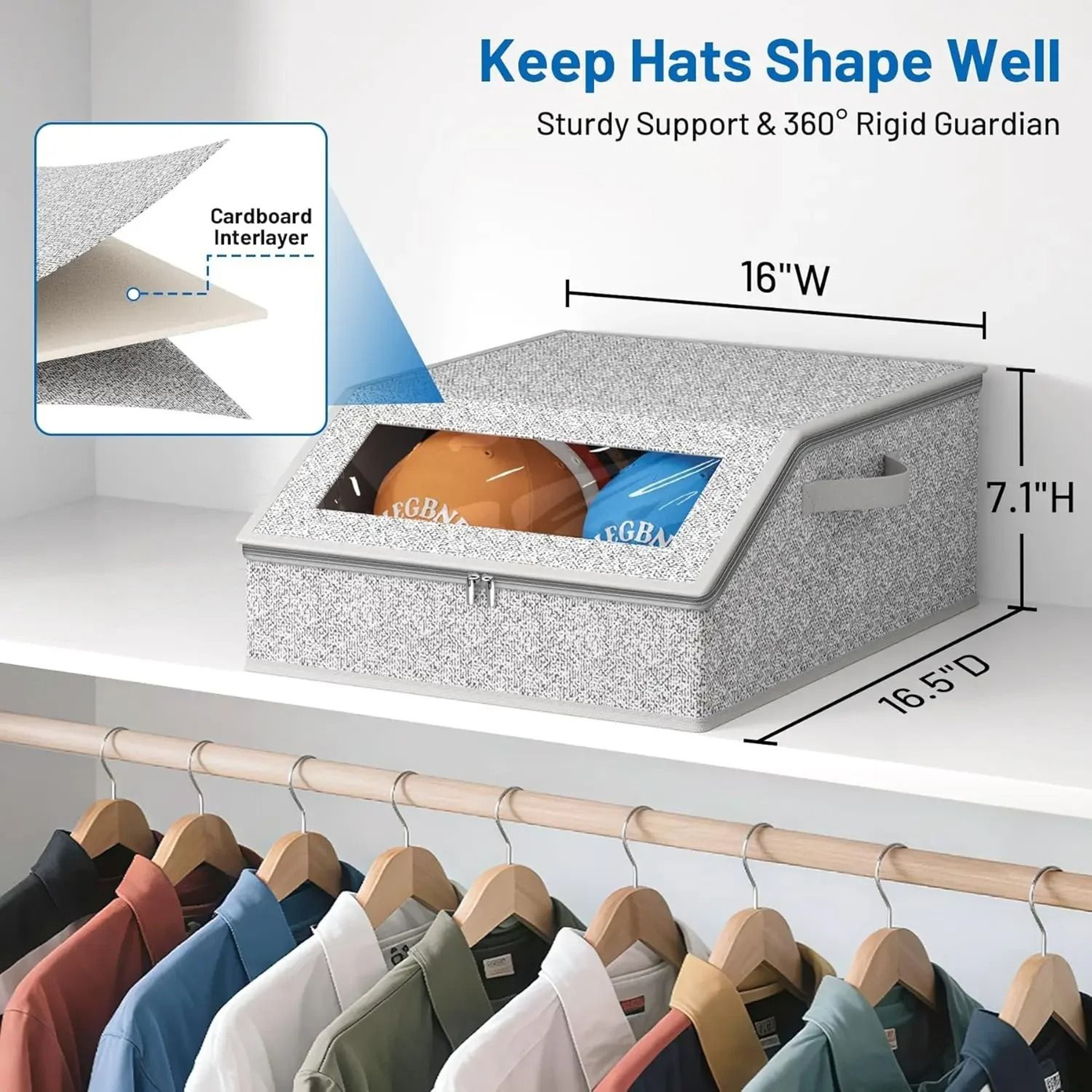 Foldable Baseball Cap Storage Box  Dustproof Zipper Hat Organizer For Wardrobes 1