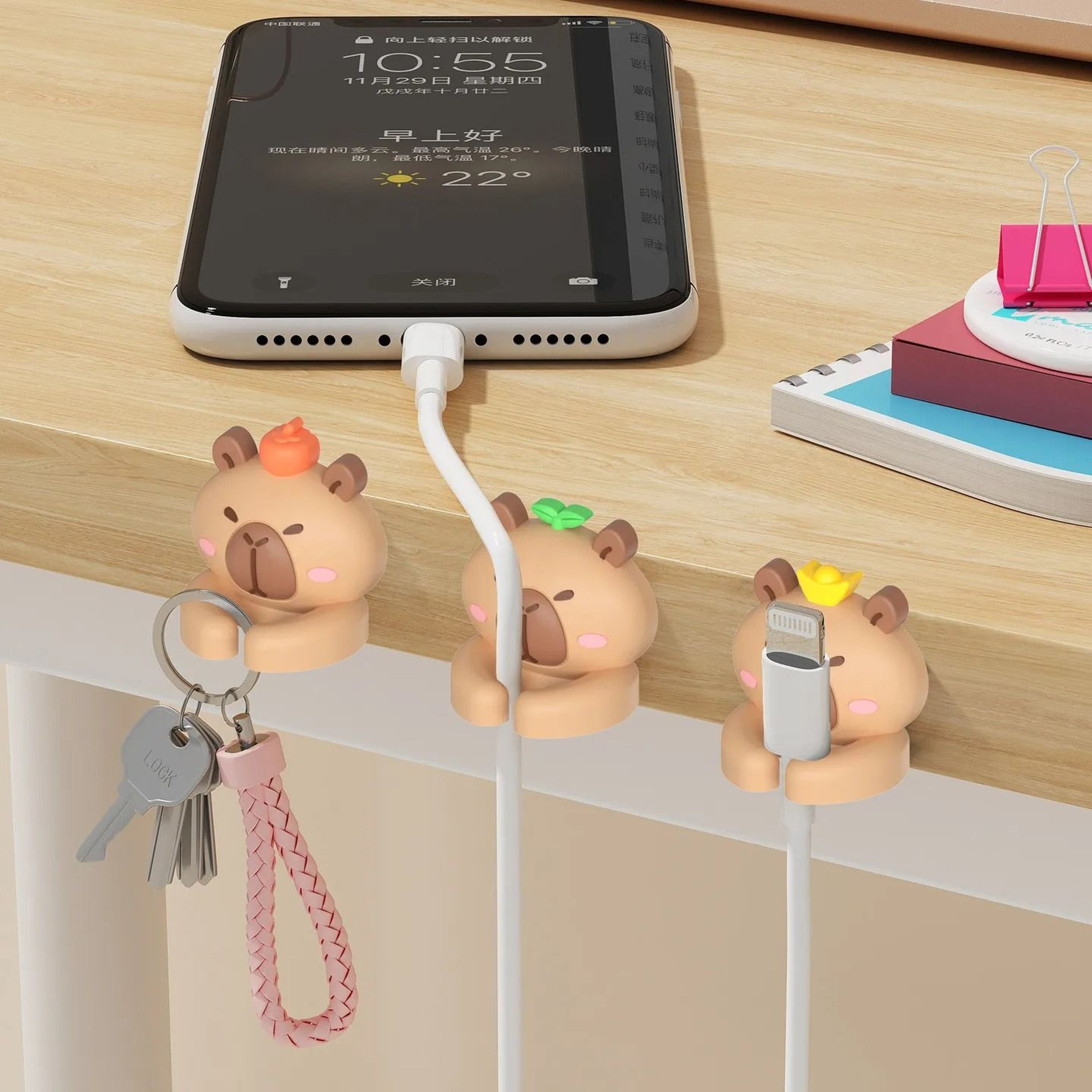 WORTHBUY Cute Desktop Cable Managers  HighPerformance SelfAdhesive USB Cord Clips  Desk Accessories 3