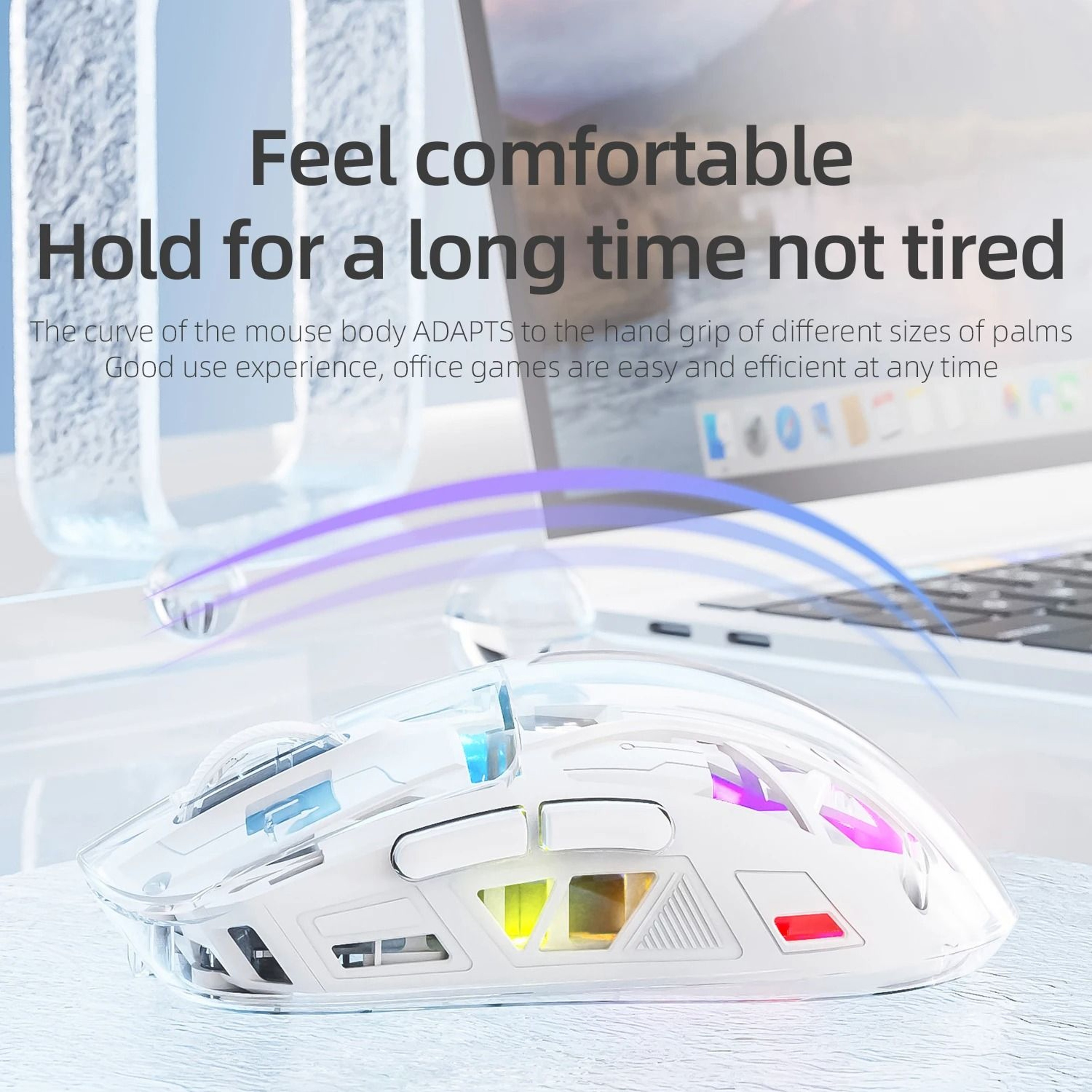 A2 Transparent RGB Bluetooth Mouse  HighPerformance Wireless DualMode Digital Display Mouse 1