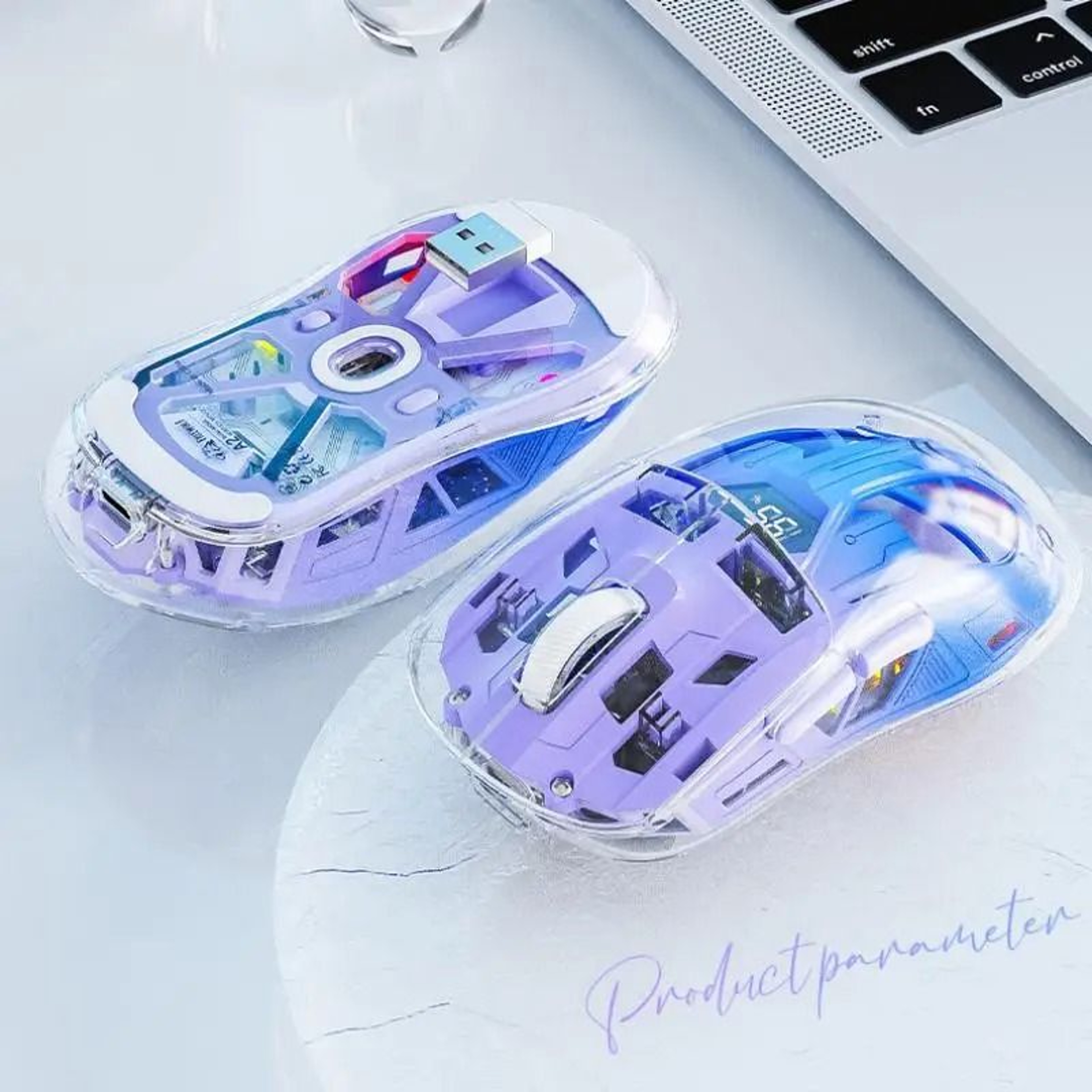 A2 Transparent RGB Bluetooth Mouse  HighPerformance Wireless DualMode Digital Display Mouse 3
