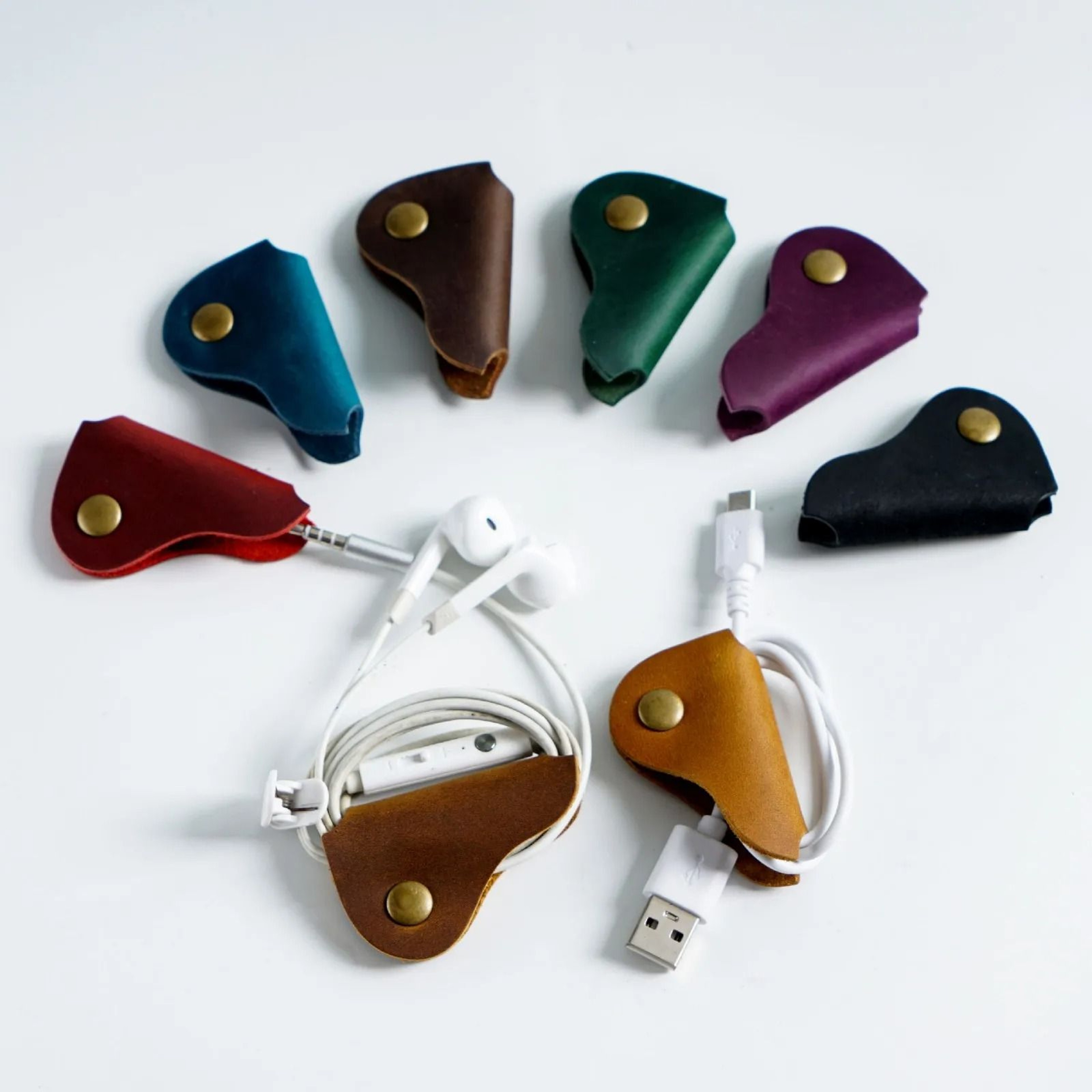Leather Cable Clip Organizer  HighPerformance Multifunctional Earphone Cord Holder  Desk Tidy Strap 5