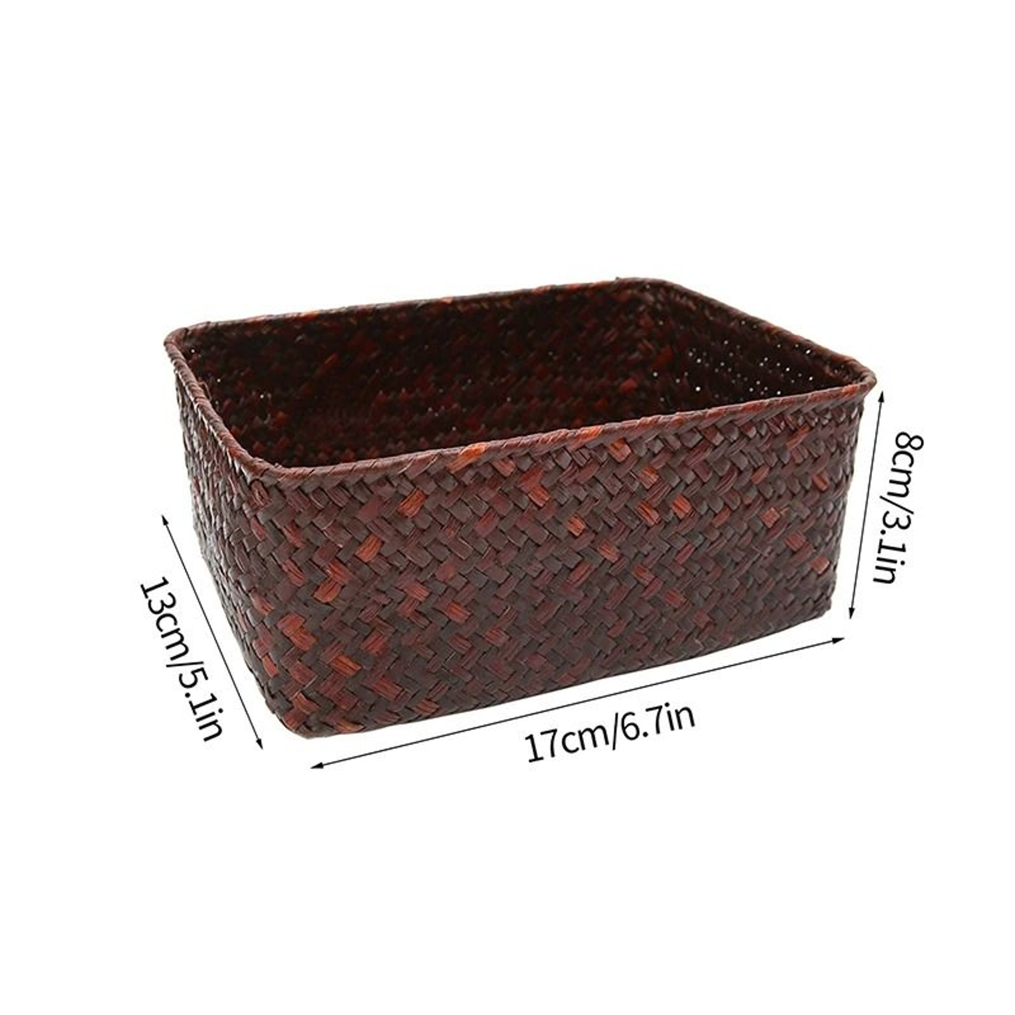 Woven Seagrass Wicker Storage Basket  HighPerformance Rectangular Straw Rattan Sundries Organizer 9