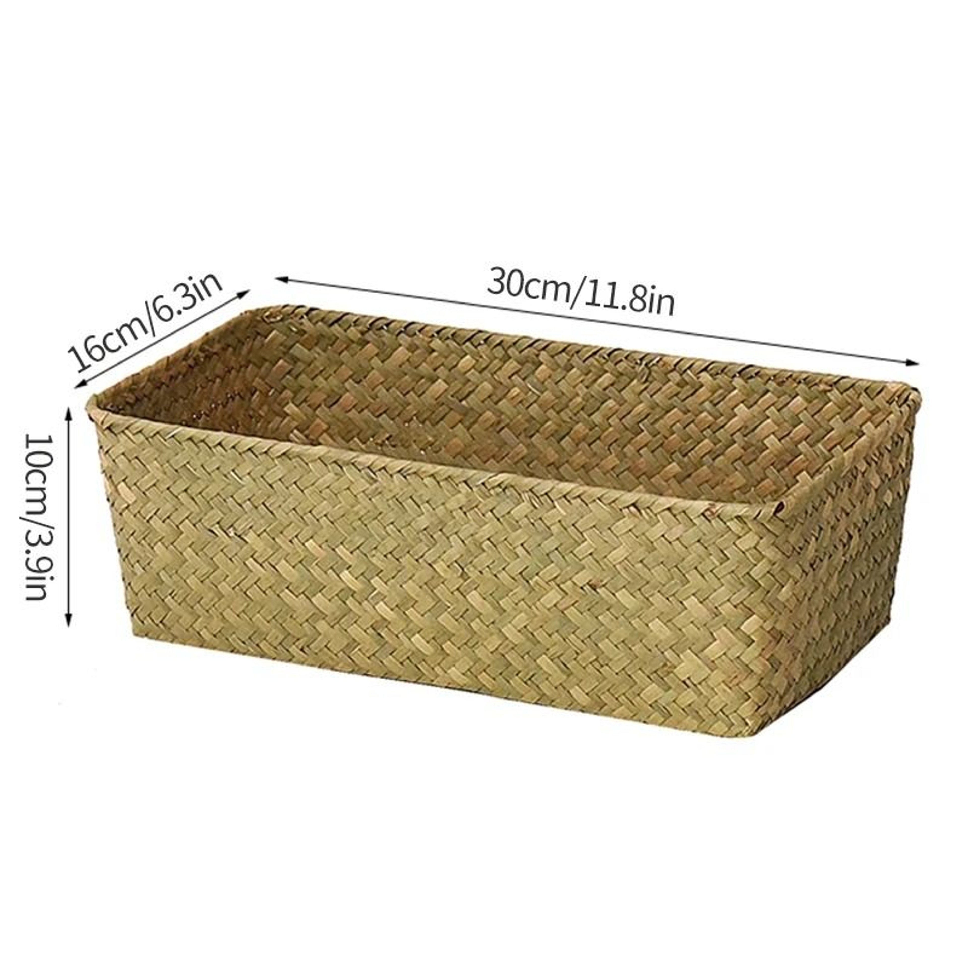 Woven Seagrass Wicker Storage Basket  HighPerformance Rectangular Straw Rattan Sundries Organizer 10