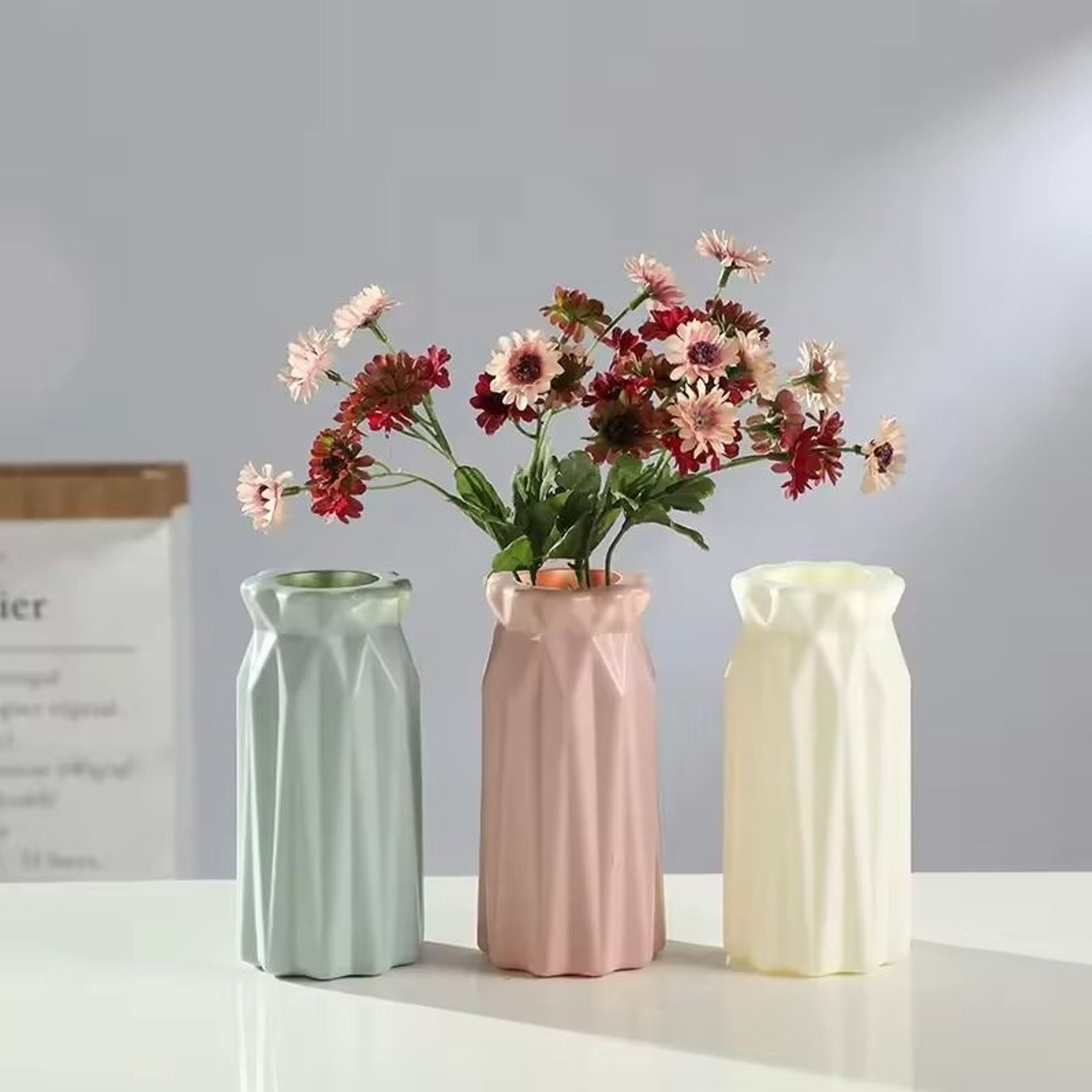 Nordic Imitation Ceramic Plastic Vase  HighPerformance Minimalist Flower Pot  Decor Basket 0