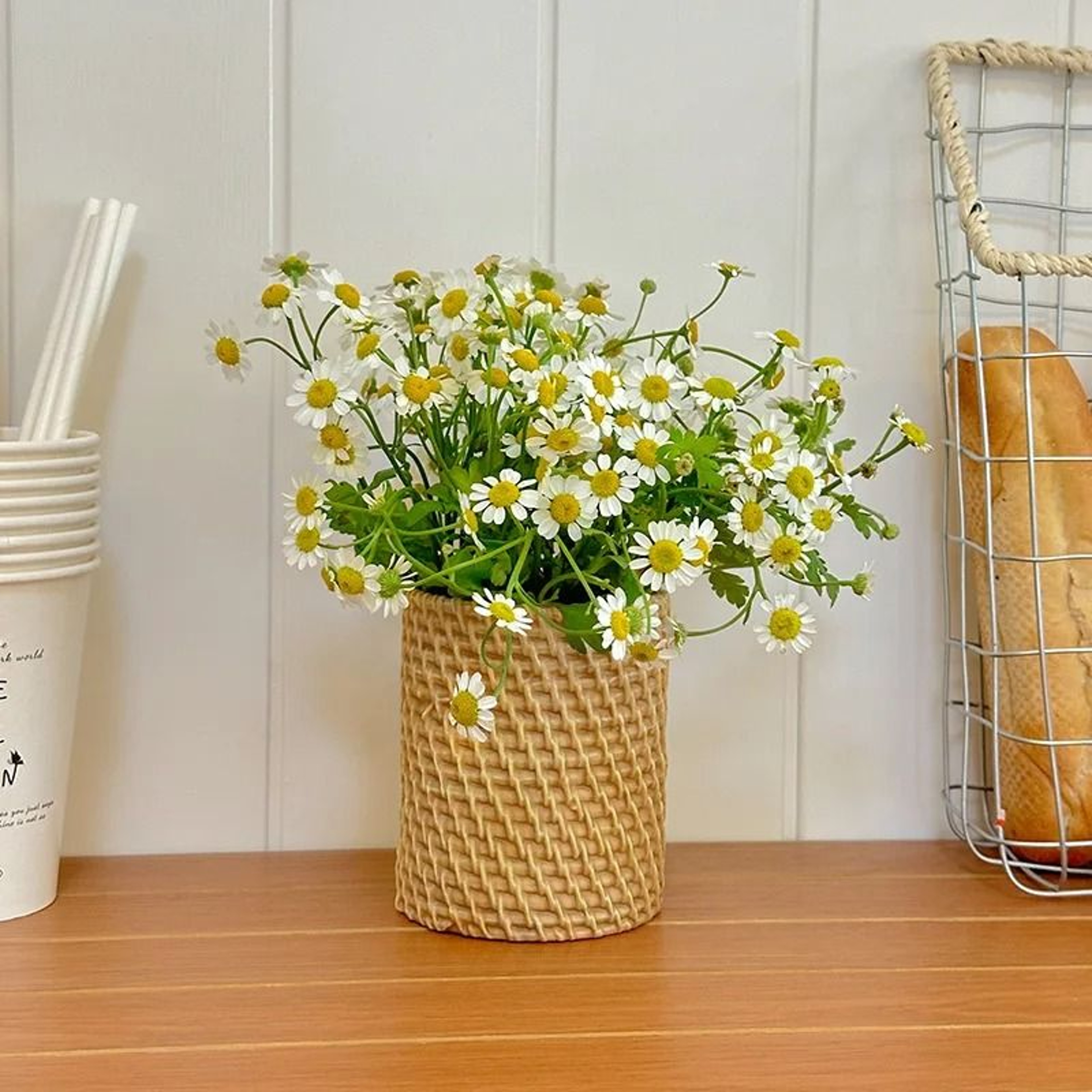 Natural Seaweed Weave Vase  HighPerformance Pastoral Rattan  Bamboo Floral Arrangement Basket 1