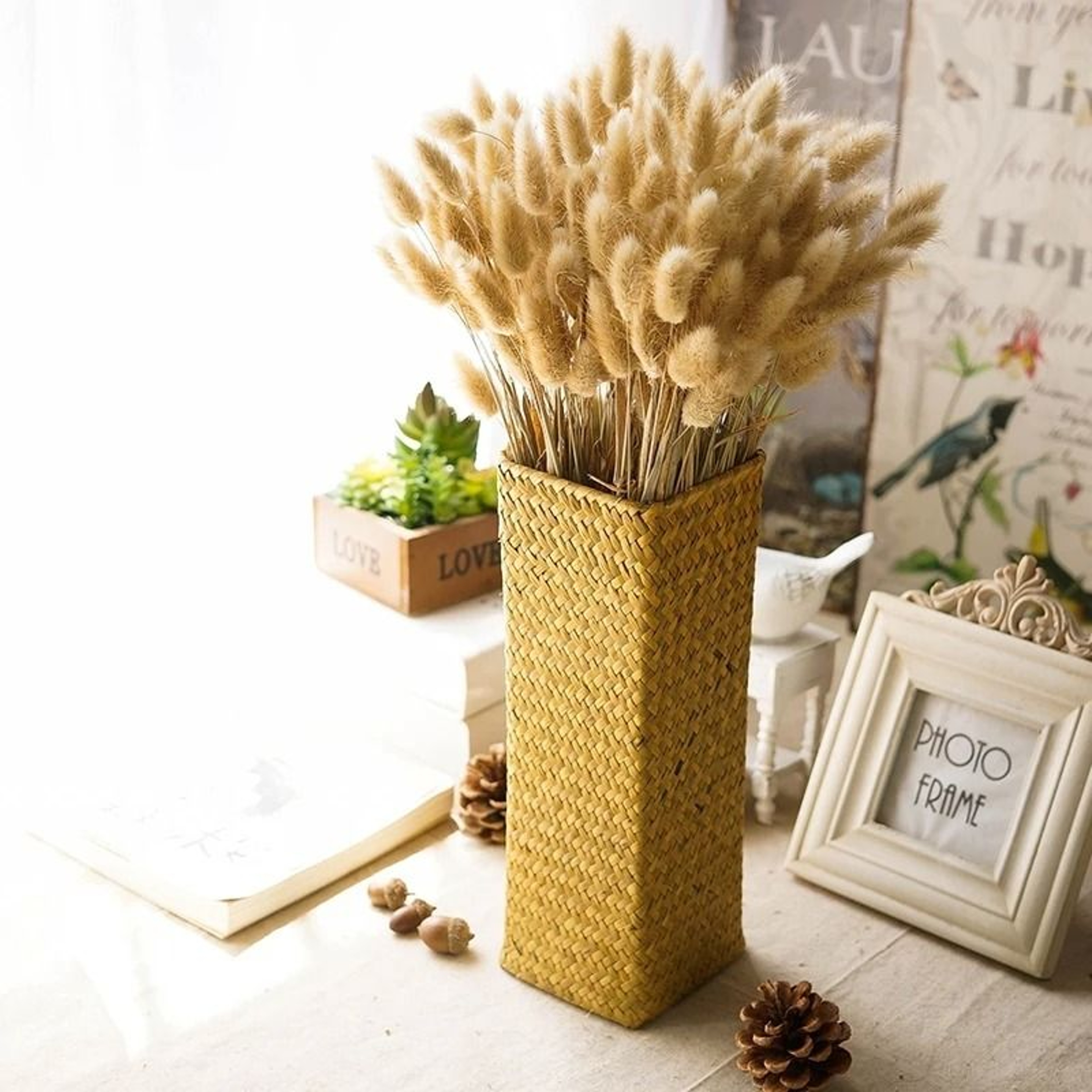 Natural Seaweed Weave Vase  HighPerformance Pastoral Rattan  Bamboo Floral Arrangement Basket 2