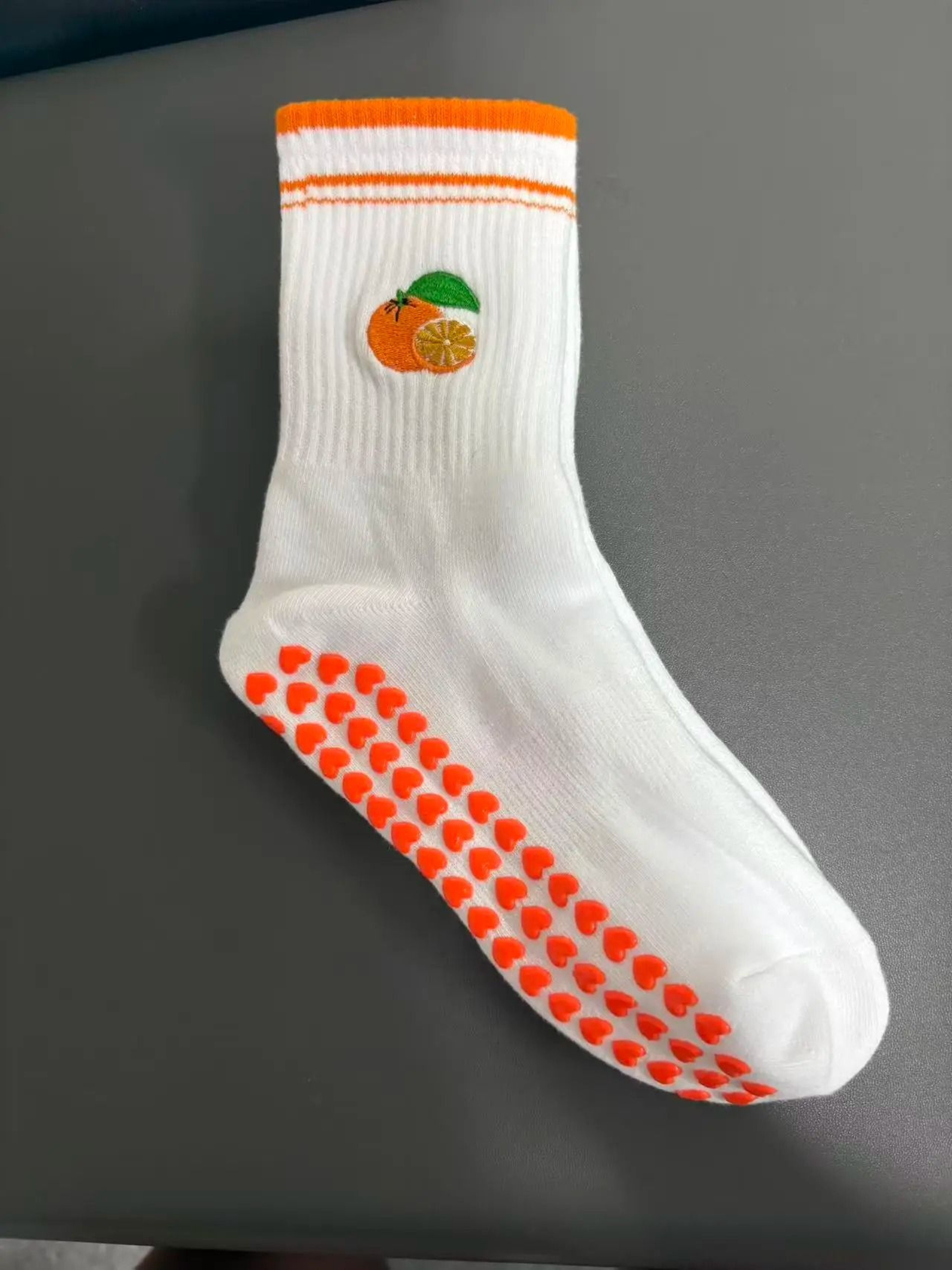 Knitted Embroidered Yoga Fitness Pilates Sports Socks Silicone Non Slip Bottom Women Middle Socks 28