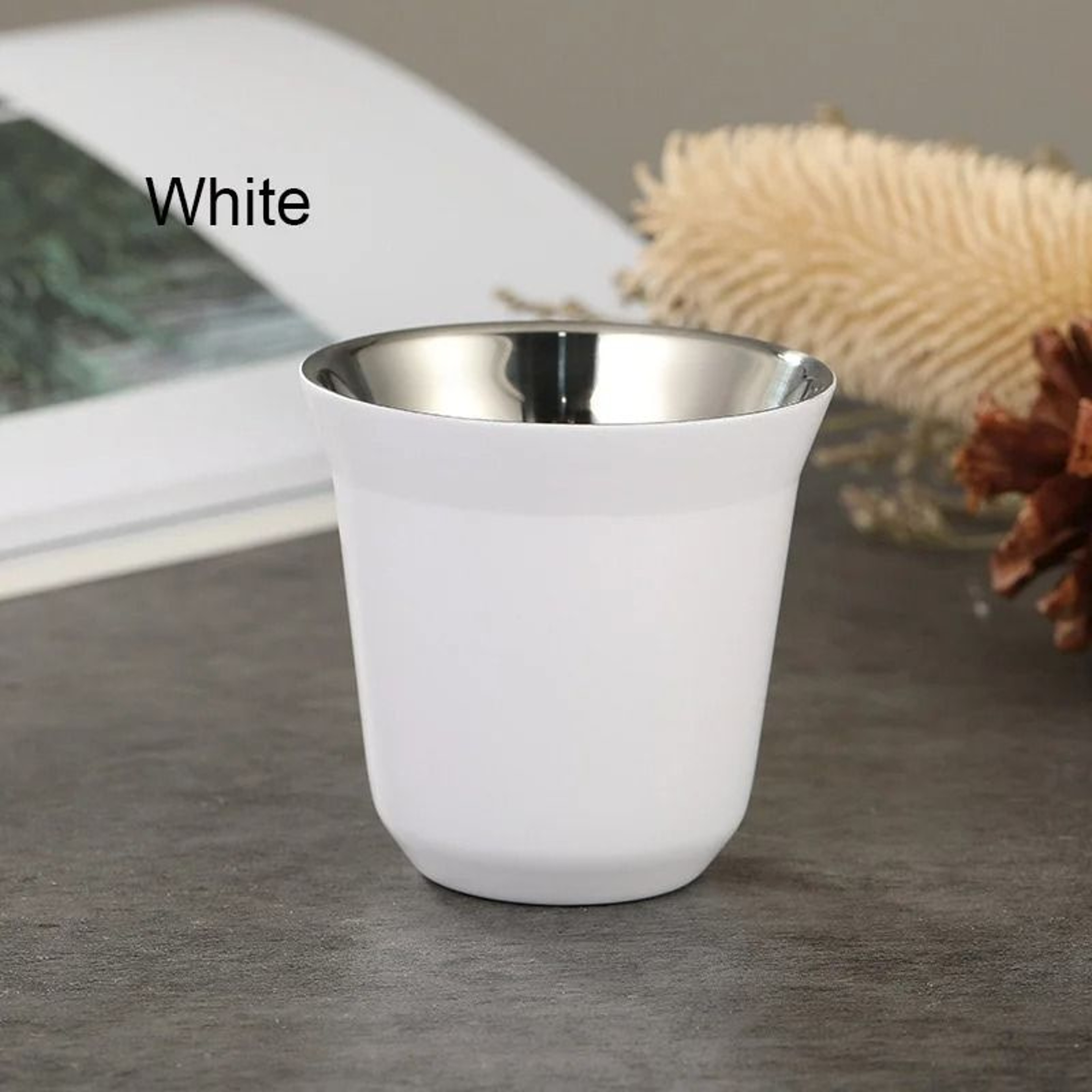 Summer High Grade Double Layer Stainless Steel Capsule Coffee Cup Simple Flat Bottom Solid Color Wa 4