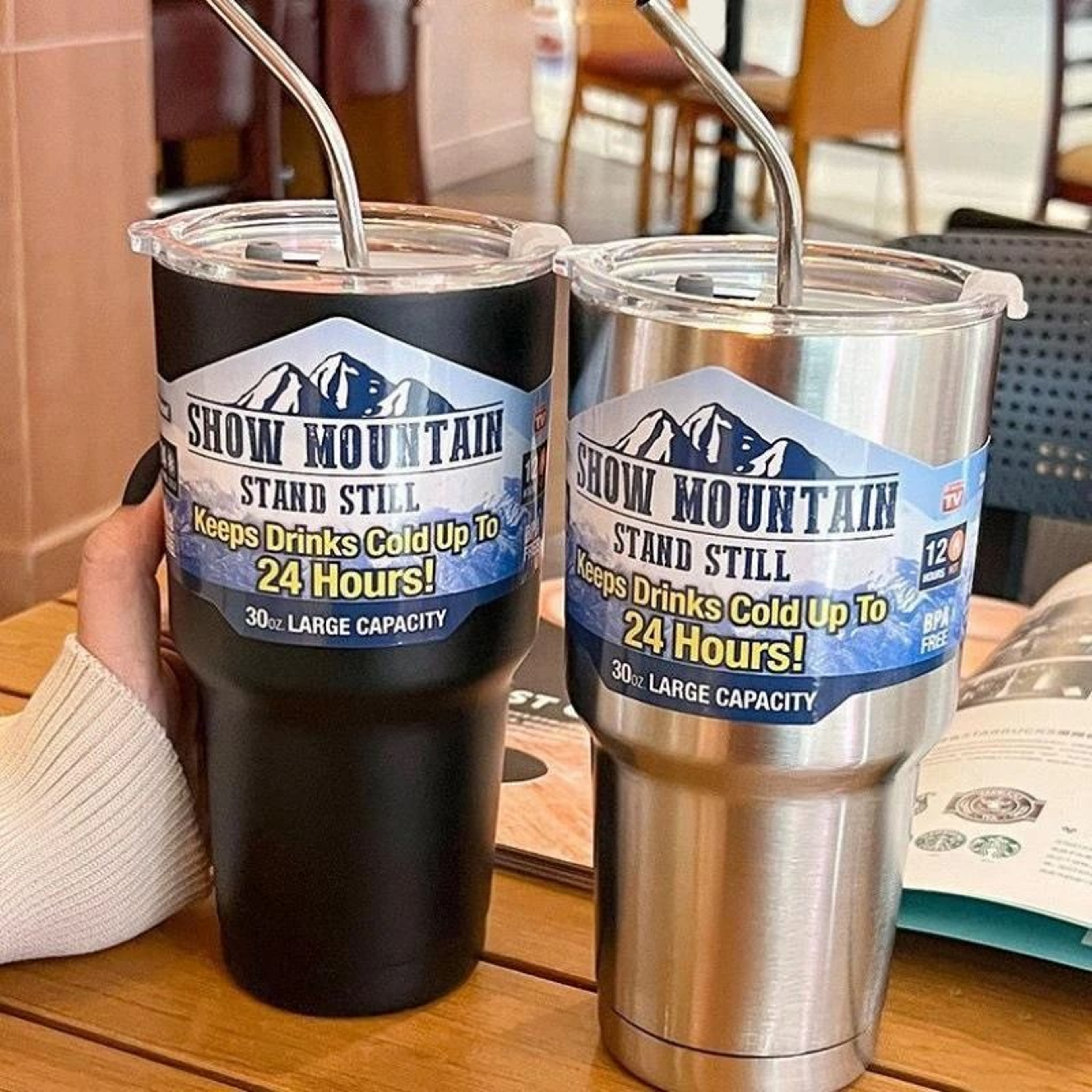 Magic Stainless Steel Freeze Thermos Ice Coffee Cup Vacuum Insulated Mountain Travel Cup With Straw 0