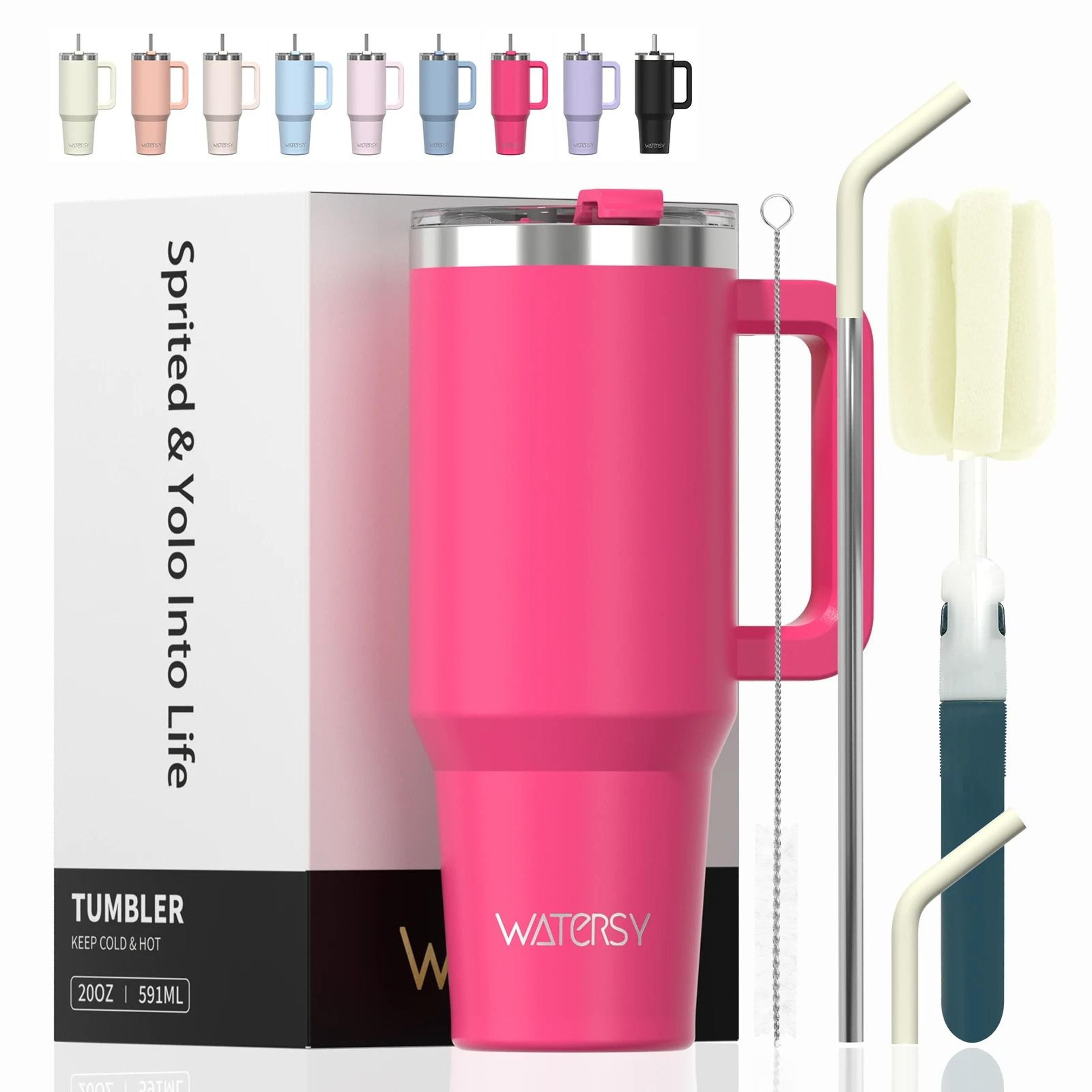 20oz Stainless Steel Insulated Tumbler With Handle And Straw Portable Car Travel Thermal Mug 0