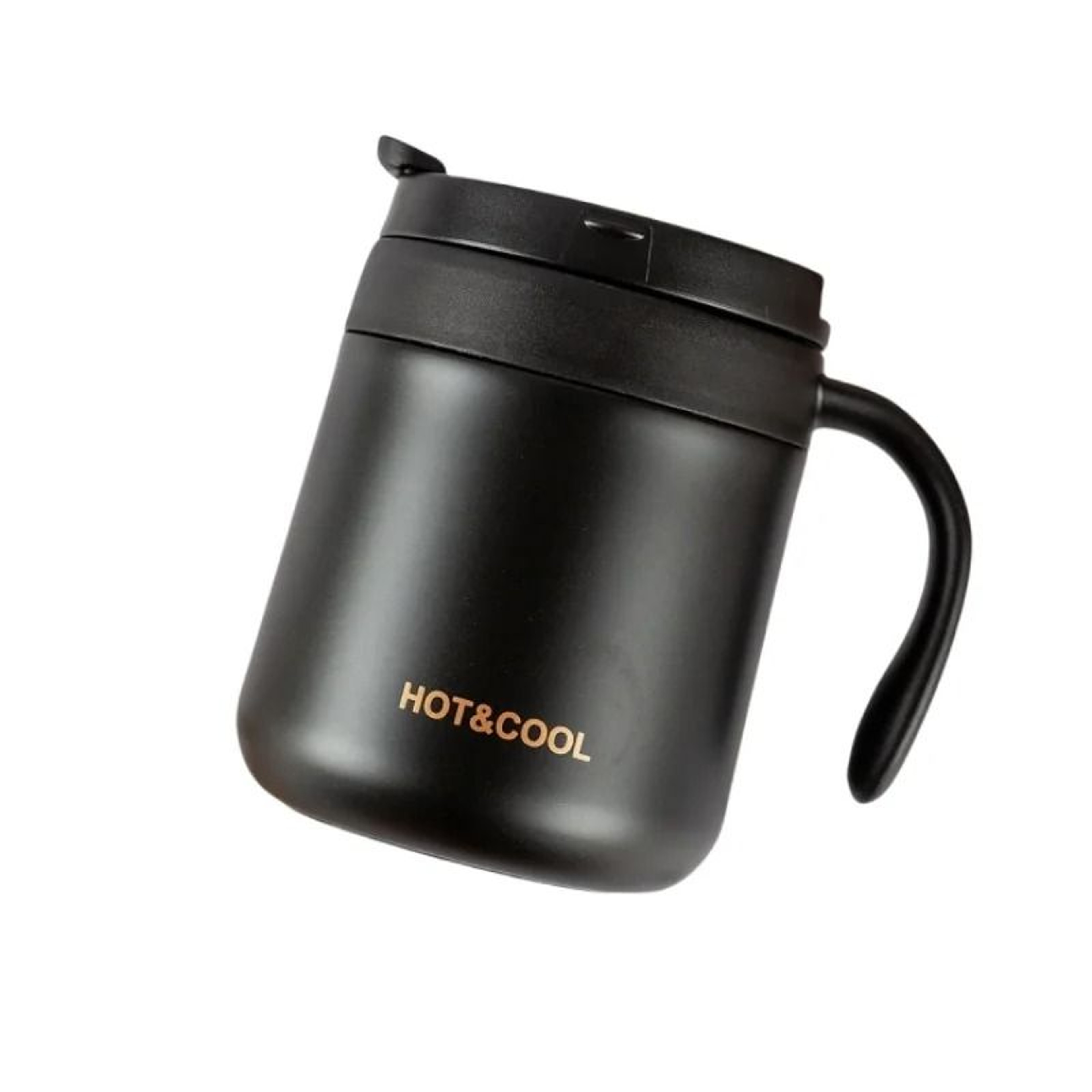Simple Solid Color Stainless Steel Insulated Coffee Cup With Handle Wide Mouthed Large Capacity Off 7