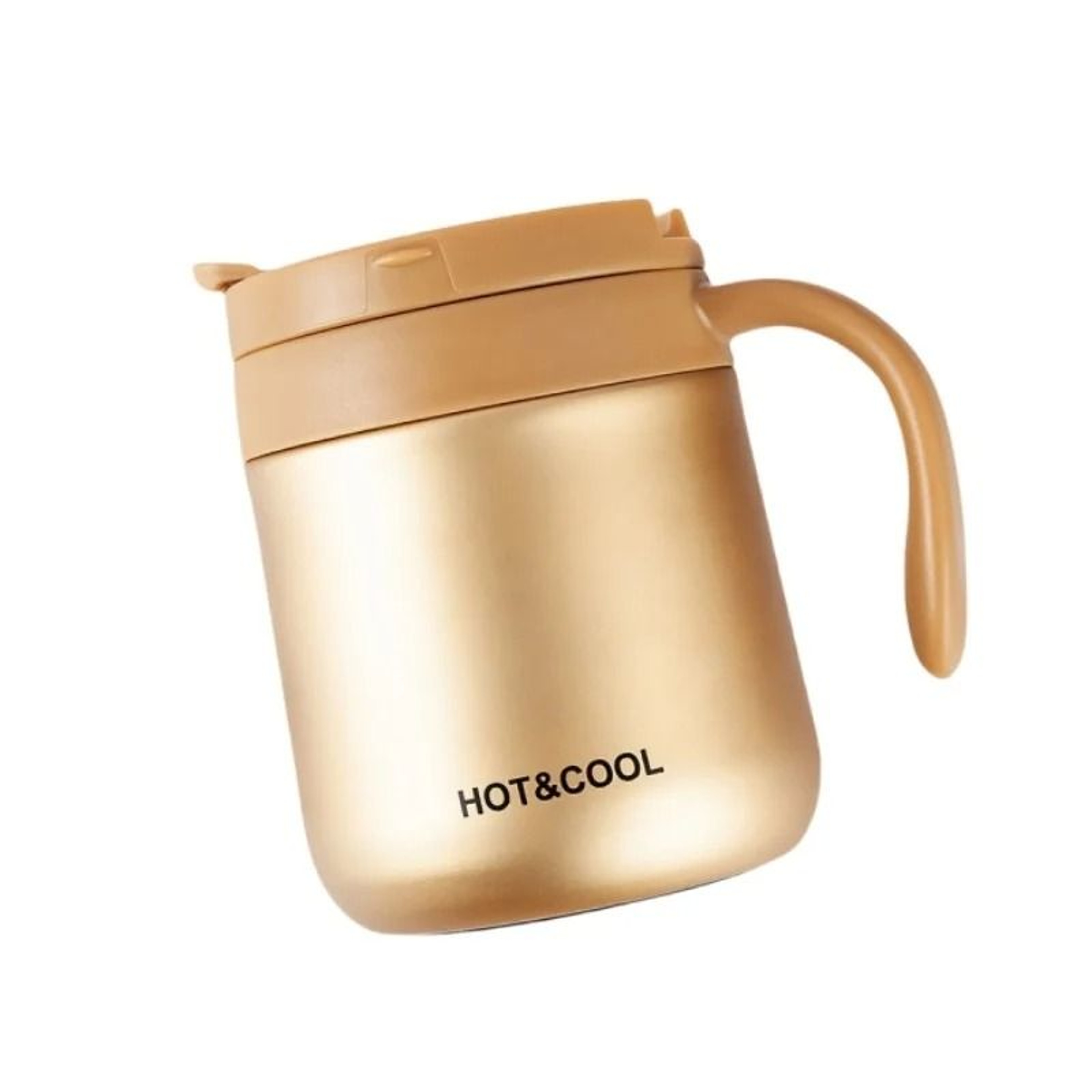 Simple Solid Color Stainless Steel Insulated Coffee Cup With Handle Wide Mouthed Large Capacity Off 8