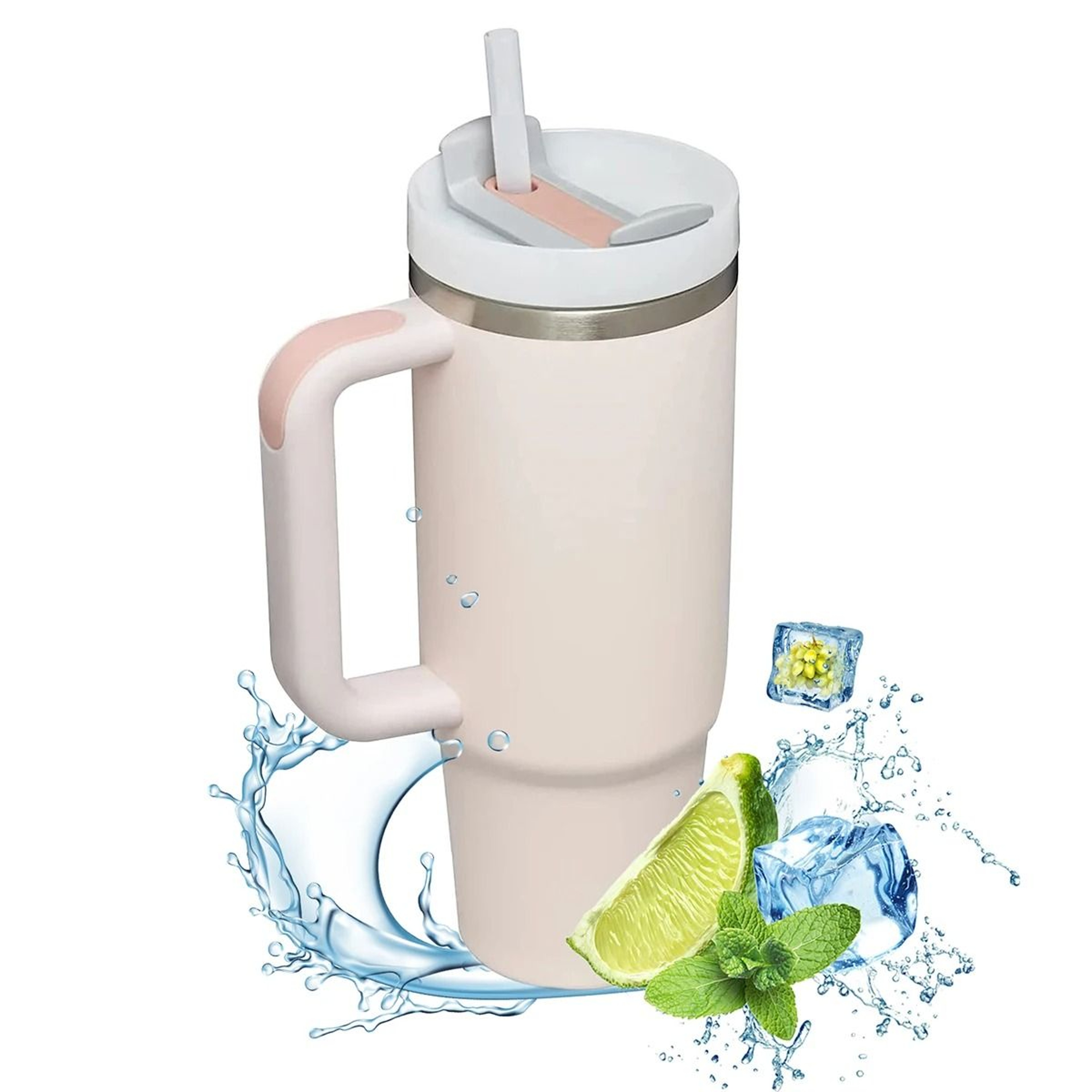 1200ml Insulated Tumbler With Handle Metal Stainless Steel Vacuum Portable Straw Cup Large Thermal  10